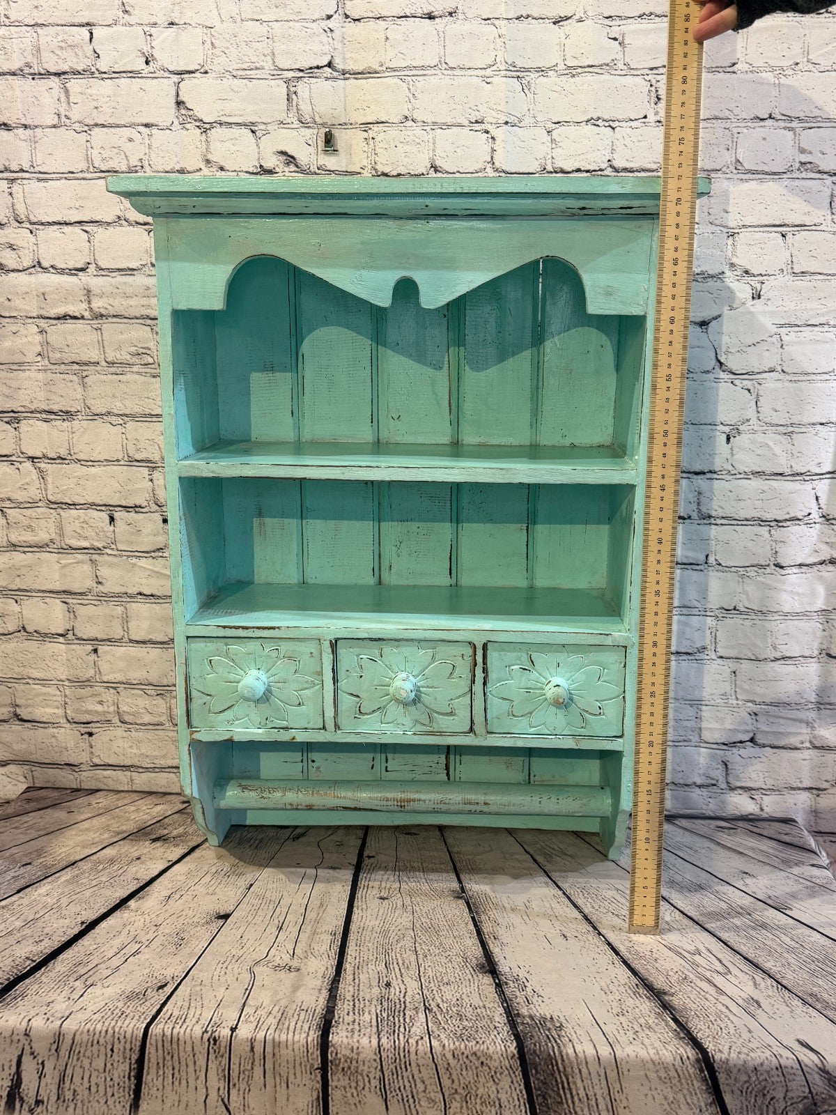 75cm x 55cm x 25cm Blue 3 Draws Wooden Cabinet Living Hallway Storage Furniture6