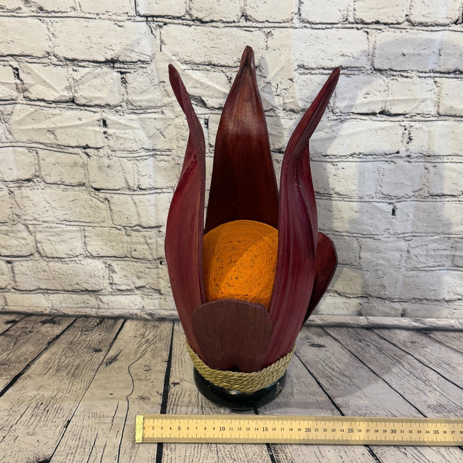 Orange Light Red Natural 45cm Tall Leaf Lamp Twist LED UK Mains Plug Design 26