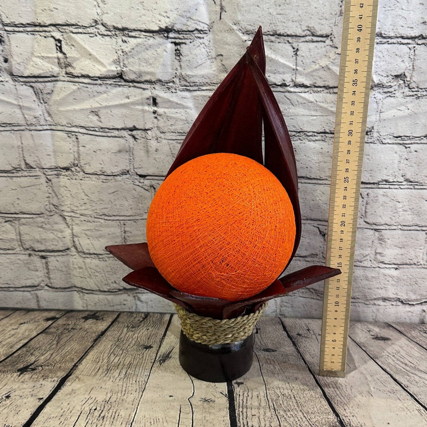 Orange Red Leaf Natural 40cm Tall Leaf Lamp Twist LED UK Mains Plug Design 94
