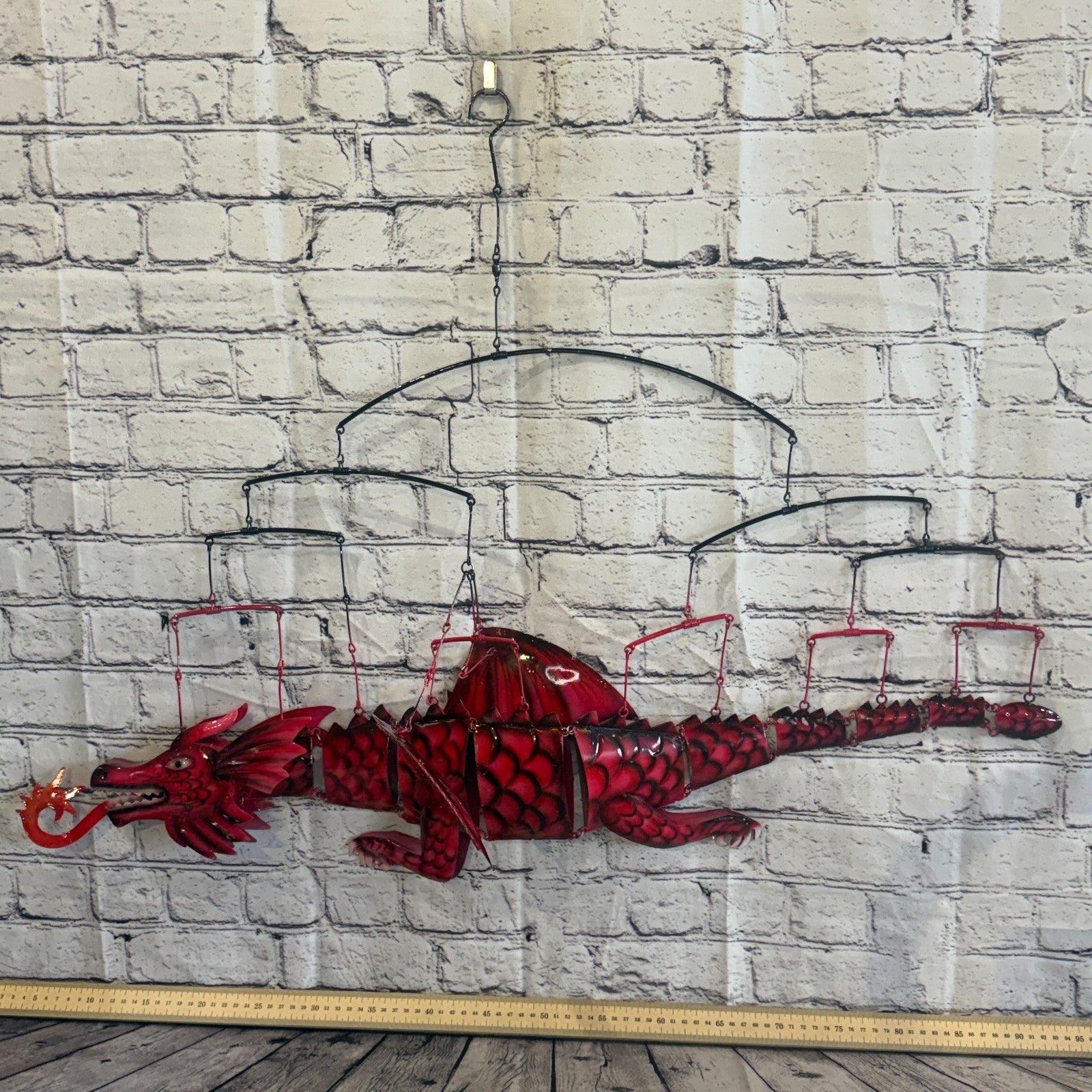 100cm x 50cm Pink Metal Dragon Wall Art Dragon Sculpture Metal Wall Hanging Art3