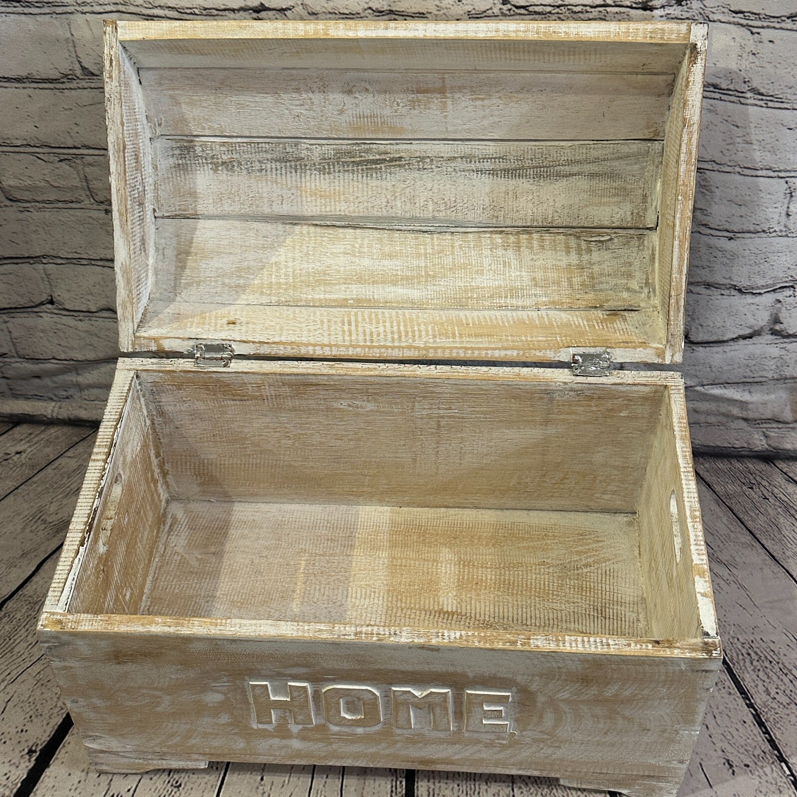 40cm x 28cm x 22cm White Home Wood Box Wooden Chest Storage Craft Handles Lid7