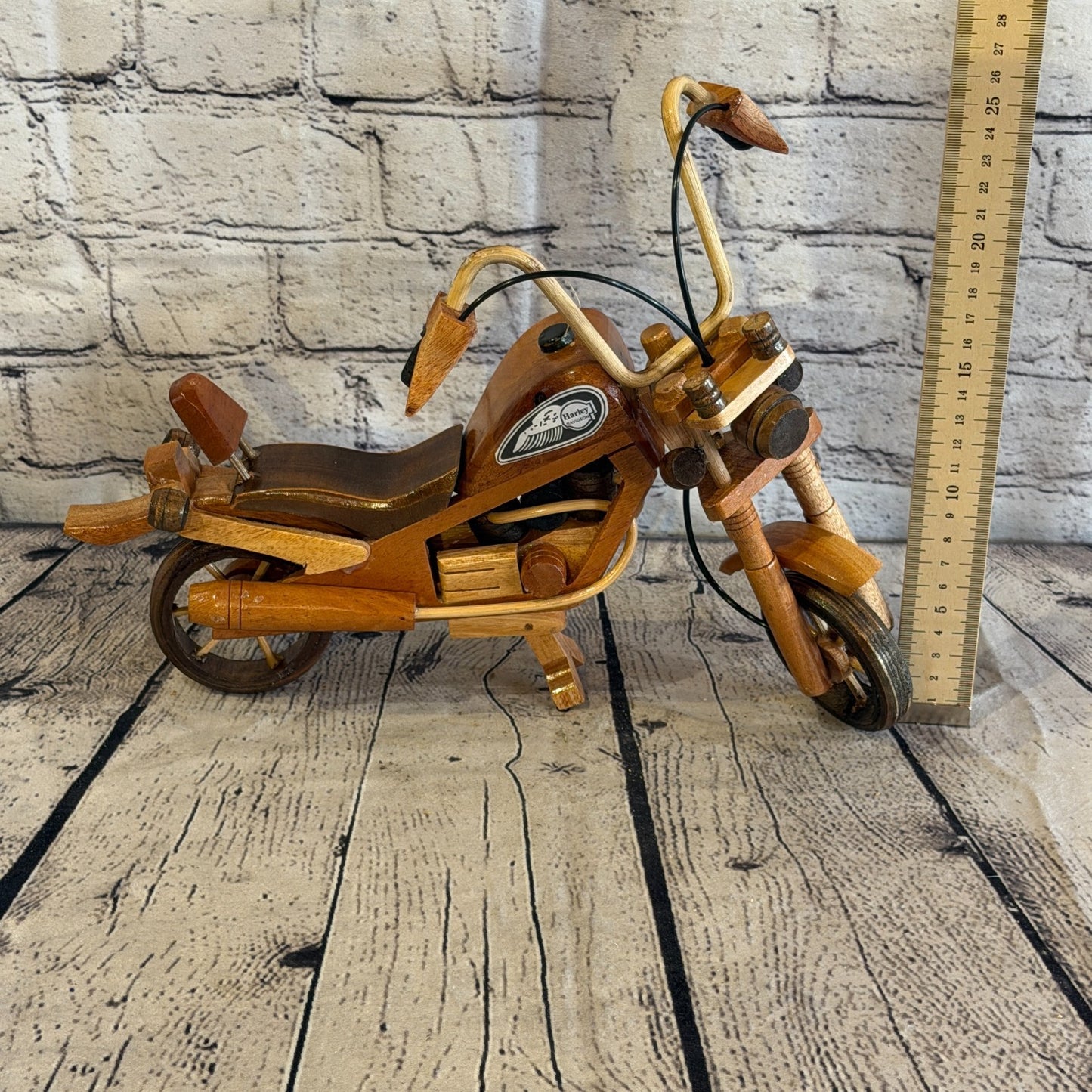 35cm Large Light Wood Motorbike Motorcycle Model Wooden Ornament Decorative Bike5