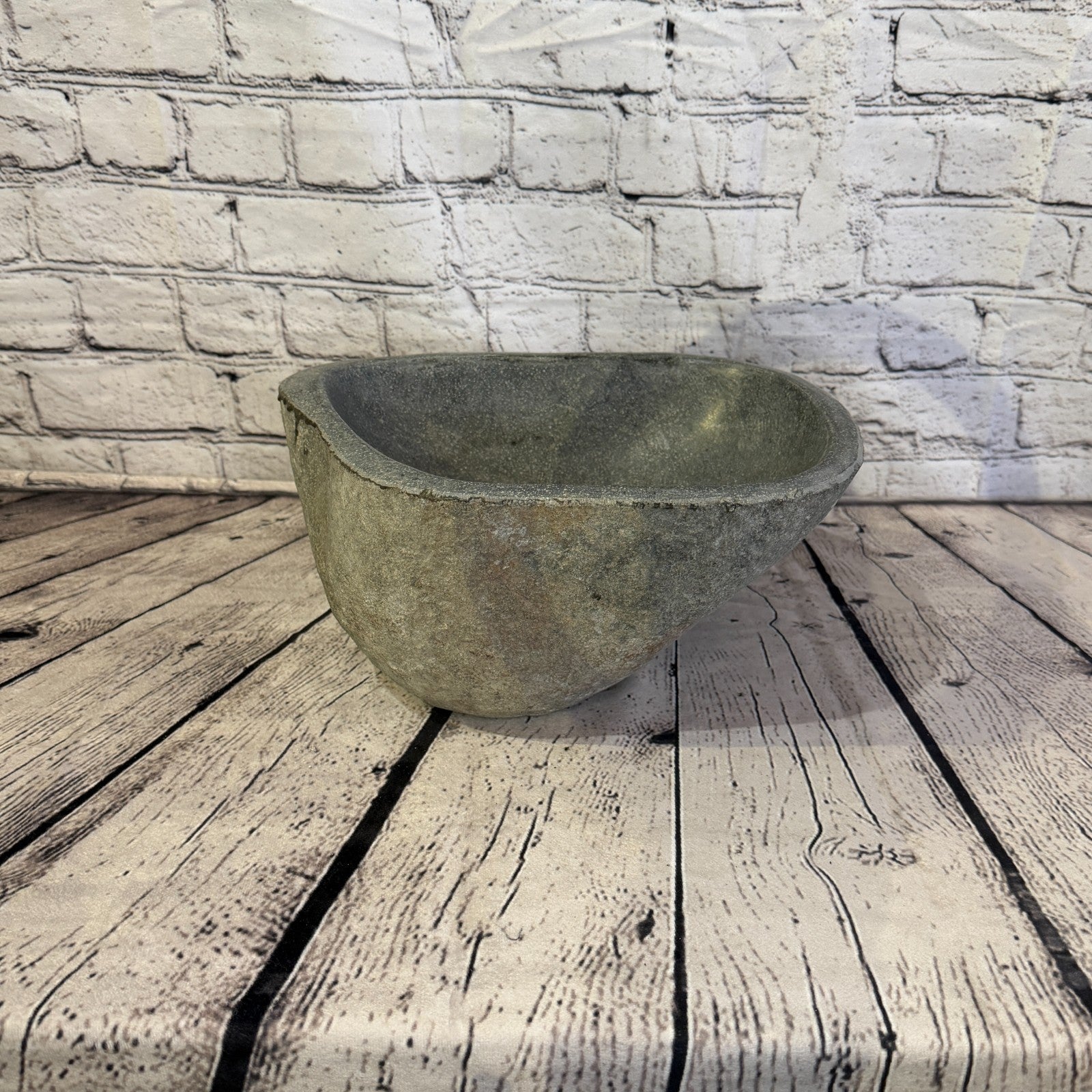 29cm x 23cm Wash Basin Bathroom Counter Top Washing River Stone Bowl Sink No 210
