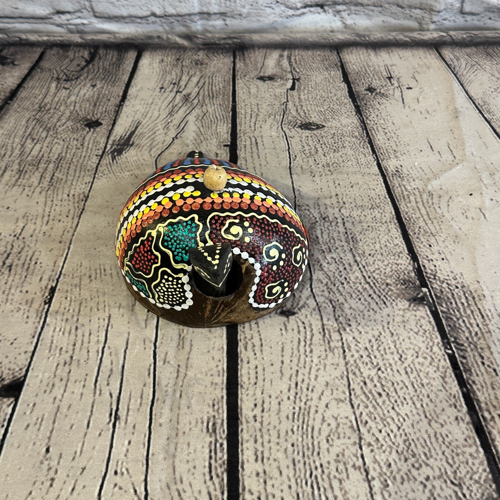 Pull Back Carved Coconut Shell Nodder Bobble Head Tail Sea Turtle Tortoise1