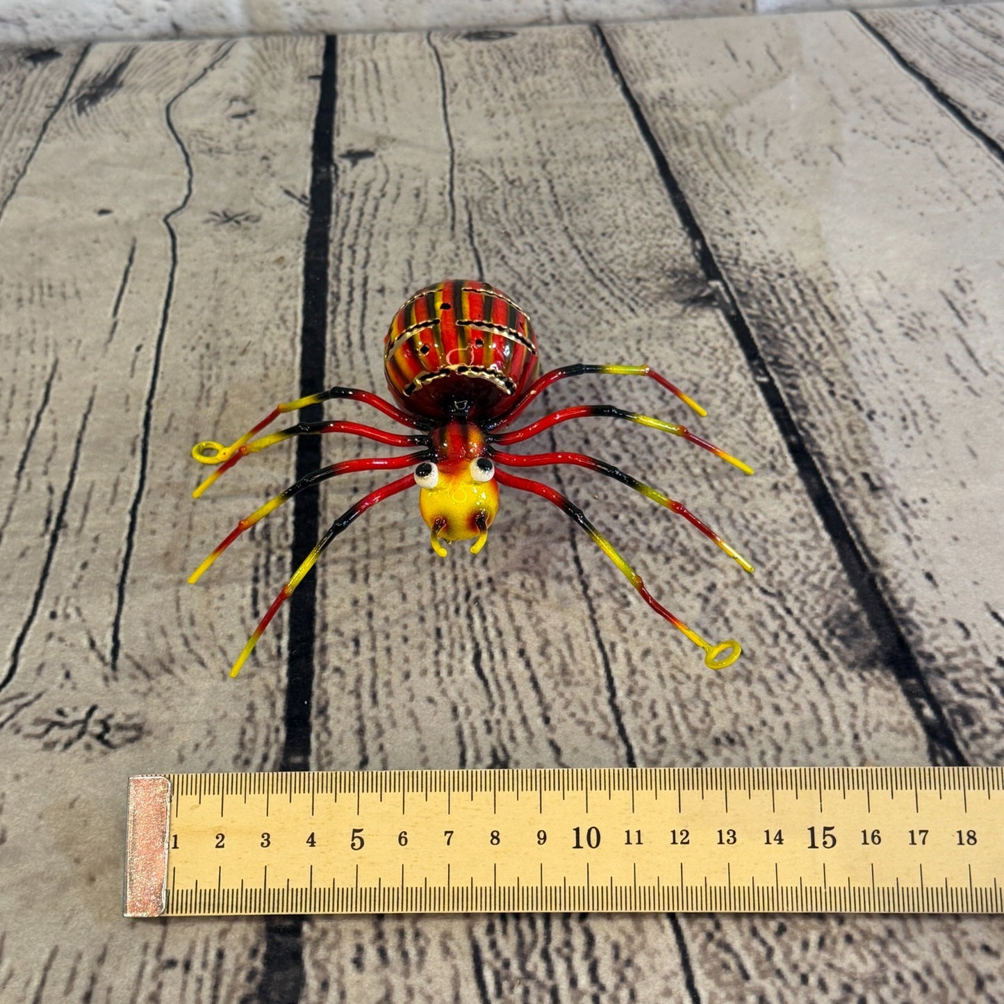 15cm x 10cm Small Colourful Orange Spider Metal Tin Standing Ornament Statue6