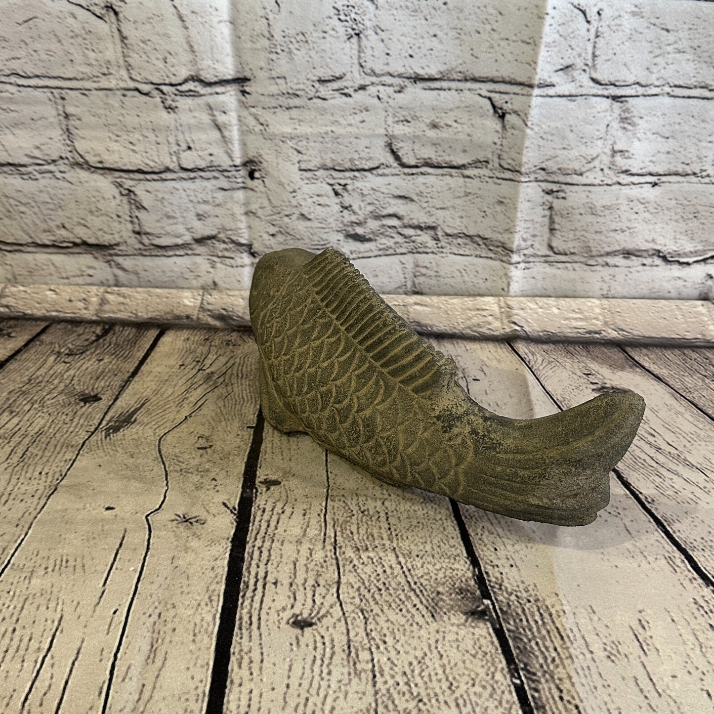 Koi Fish Carp Stone Garden 25cm x 10cm Ornament Outdoor Indoor Statue Hindu5