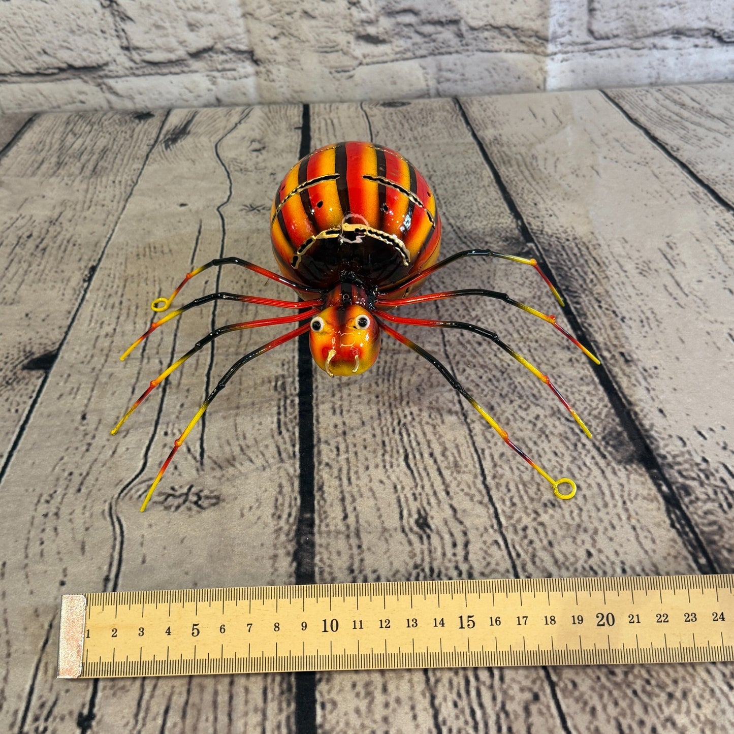 20cm x 15cm Small Colourful Orange Spider Metal Tin Standing Ornament Statue6