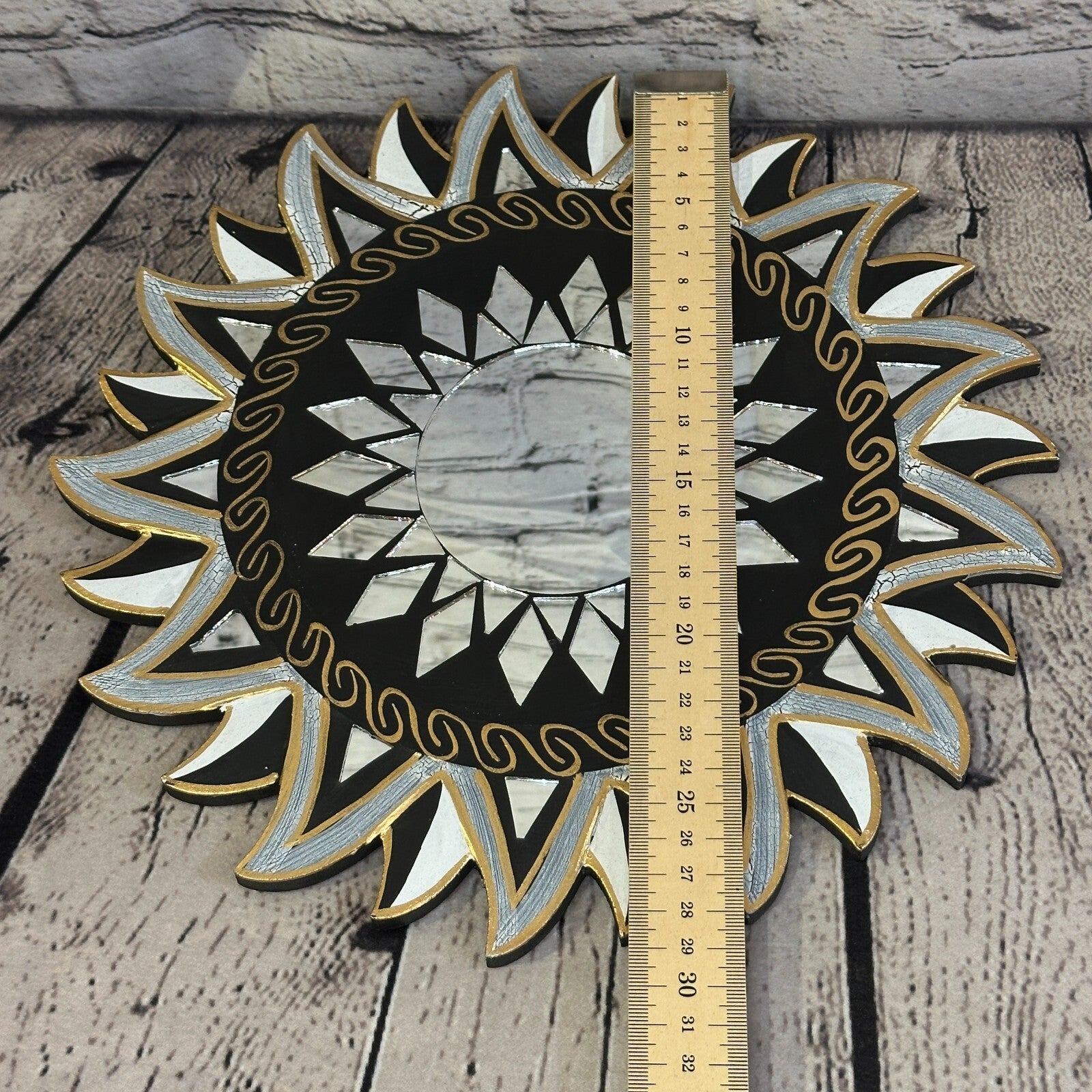 Black Star Mosaic Tile Wall Mirror 30cm x 30cm 12 Inches Handmade Fairtrade4