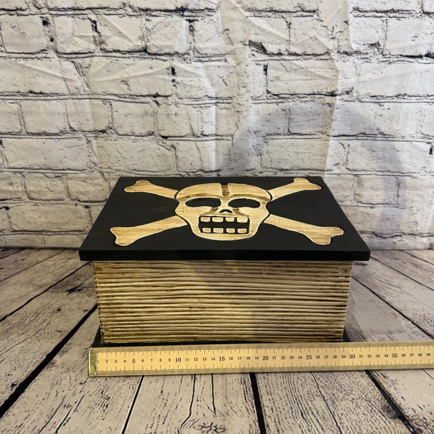 30cm x 24cm x 15cm Book Wood Gothic Skeleton Skull Coffin Jewellery Trinket Box7