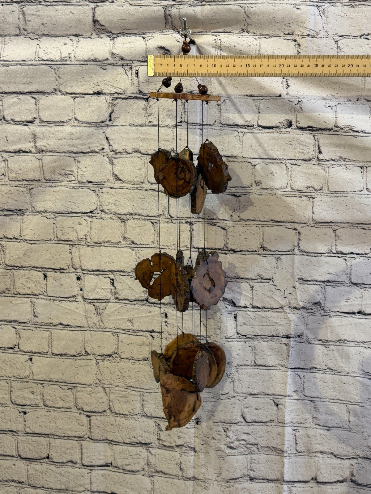 Teak Slice Wood Bamboo Windchime Plain 60cm Garden Gift Summer Handmade Chimes3