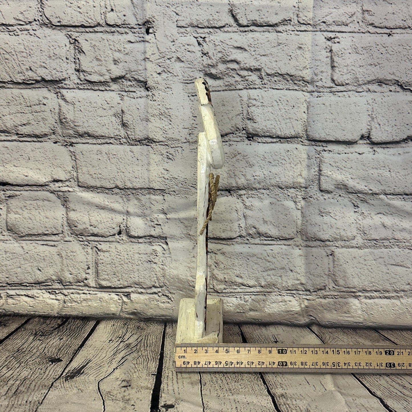 White Wooden Rabbit Hare Shabby Pattern 30cm x 10cm Handmade and Fairtrade7