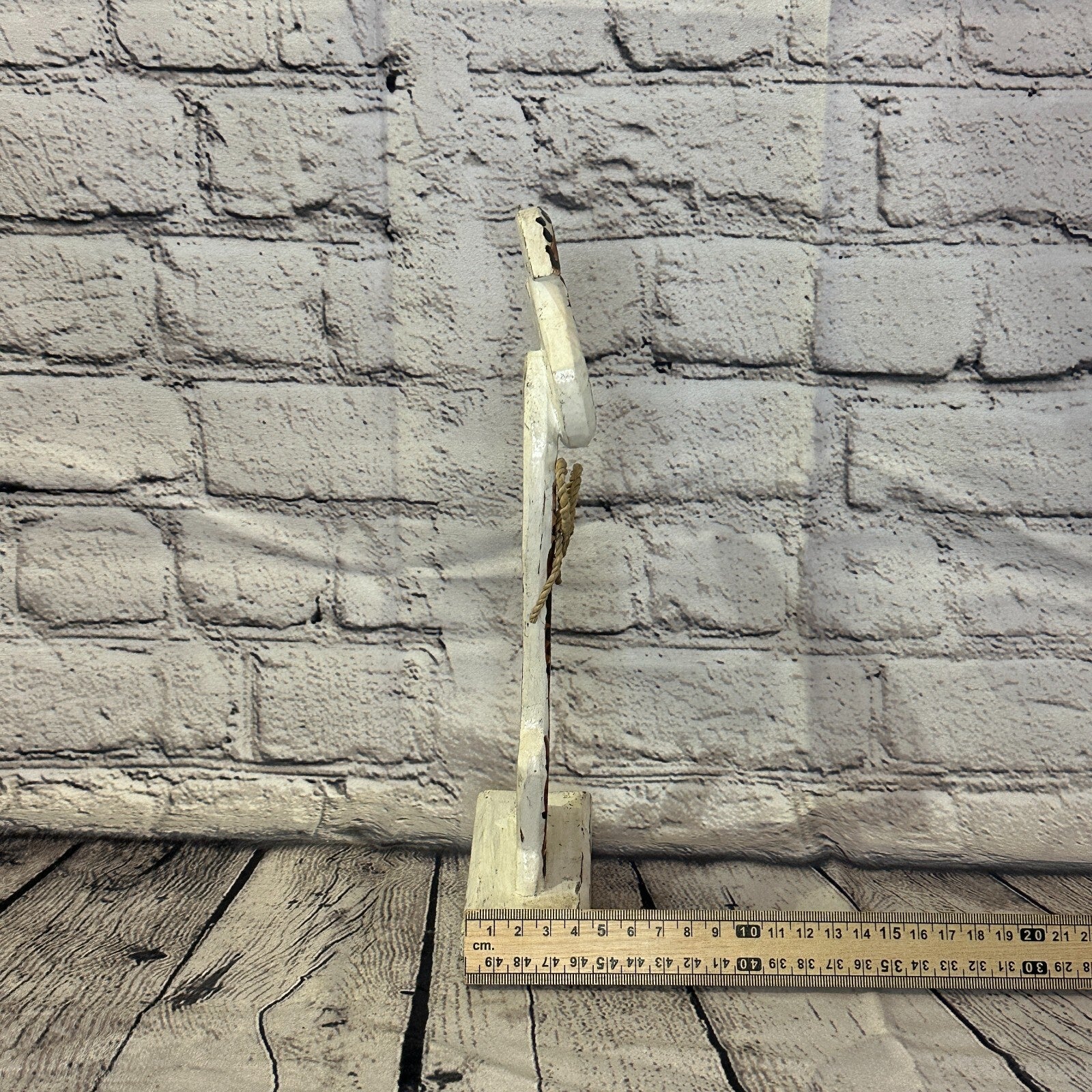 White Wooden Rabbit Hare Shabby Pattern 30cm x 10cm Handmade and Fairtrade7