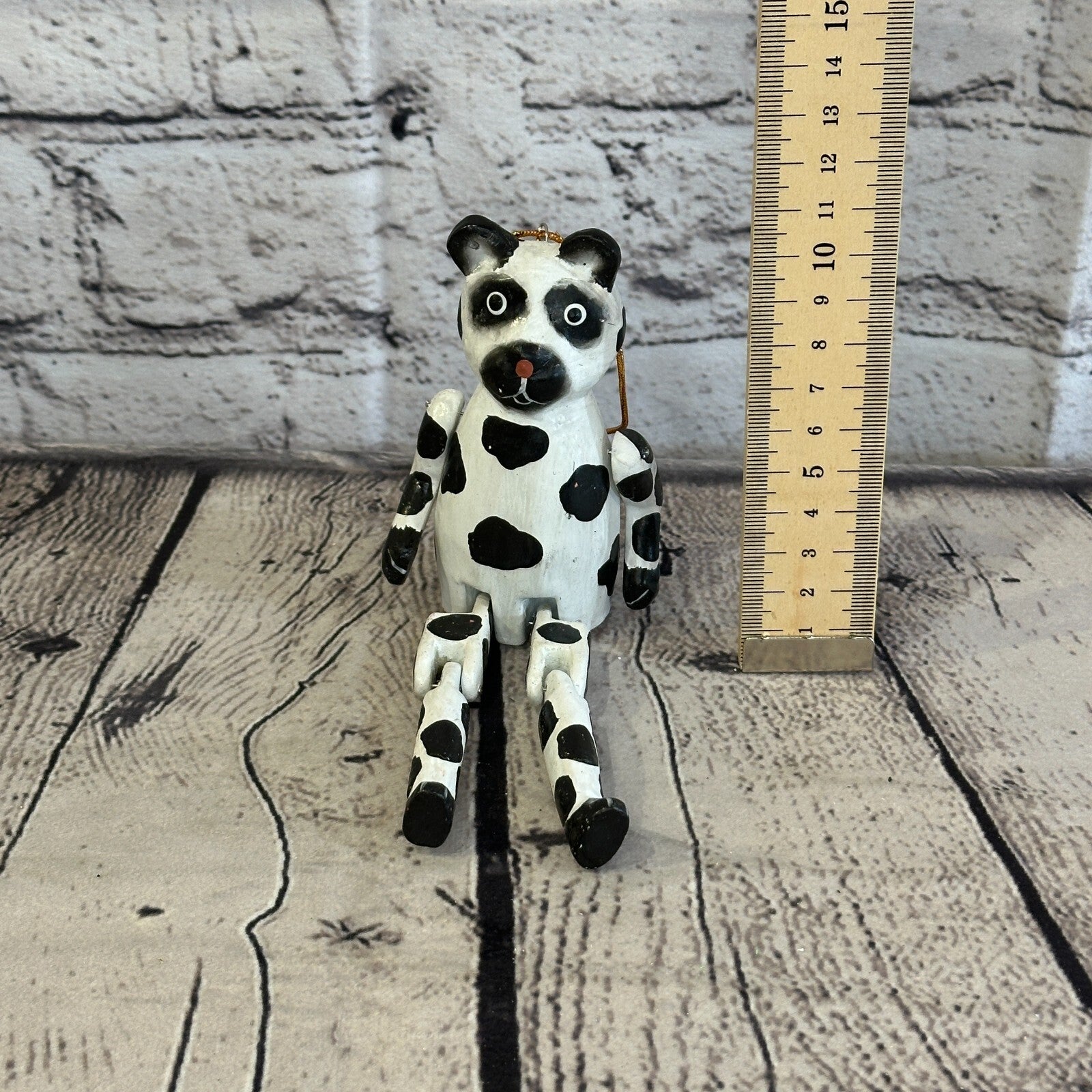 10cm Dotted Panda Sitting Animal, Wooden Shelf Ornament Handmade and Fairtrade6