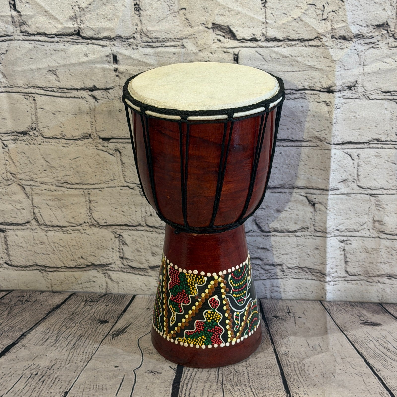 30cm Painted Djembe Drums Musical Instrument Hand Made Fair Trade Dot Painted1