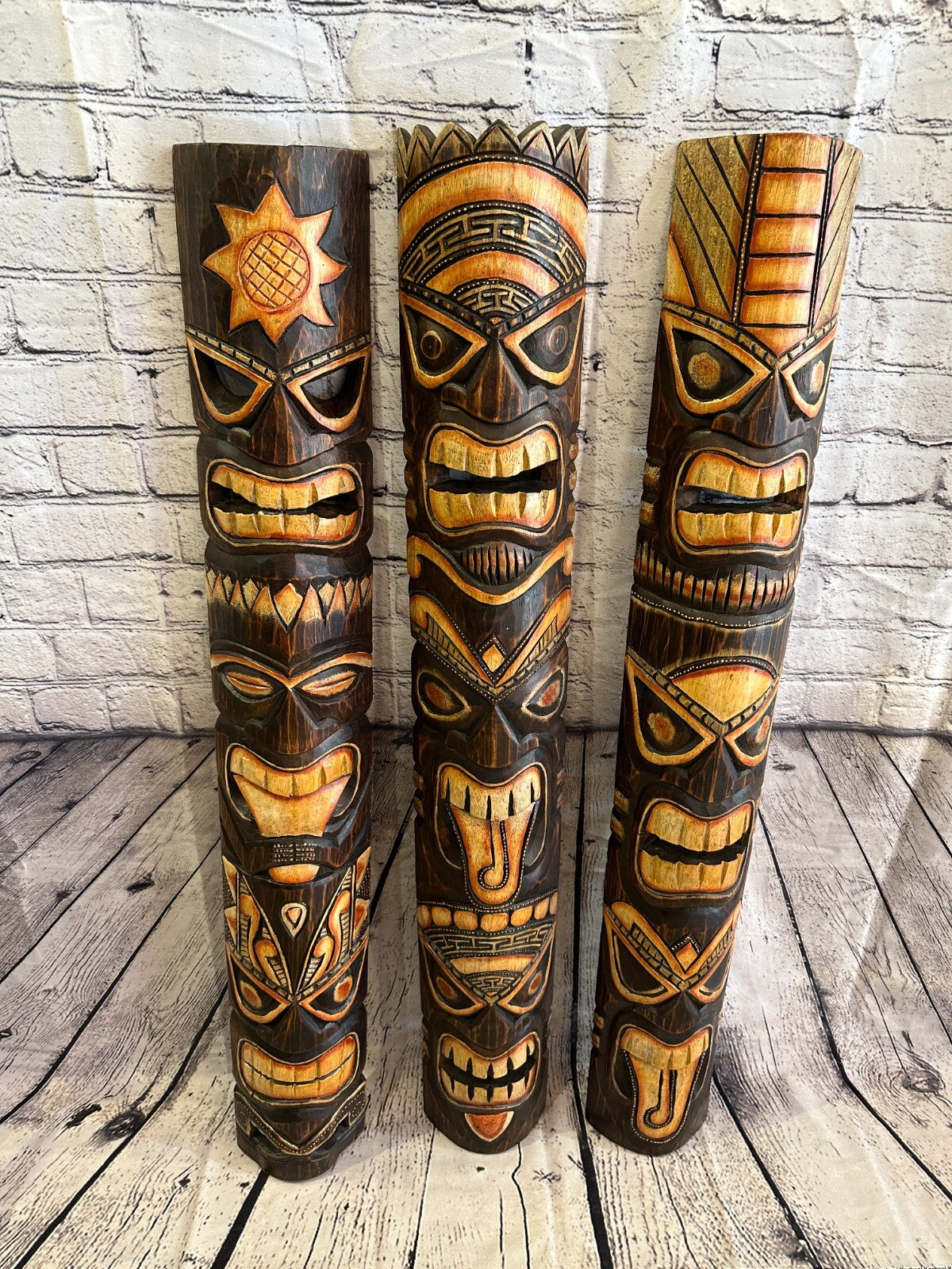 100cm Tiki Bar Mask Sign Decoration Wall Hanging Mask Wood Carving Design 26
