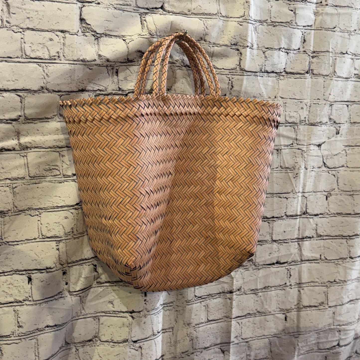 Brown 40cm Handwoven Tote Bag Recycled Plastic Eco-Friendly Market Beach0