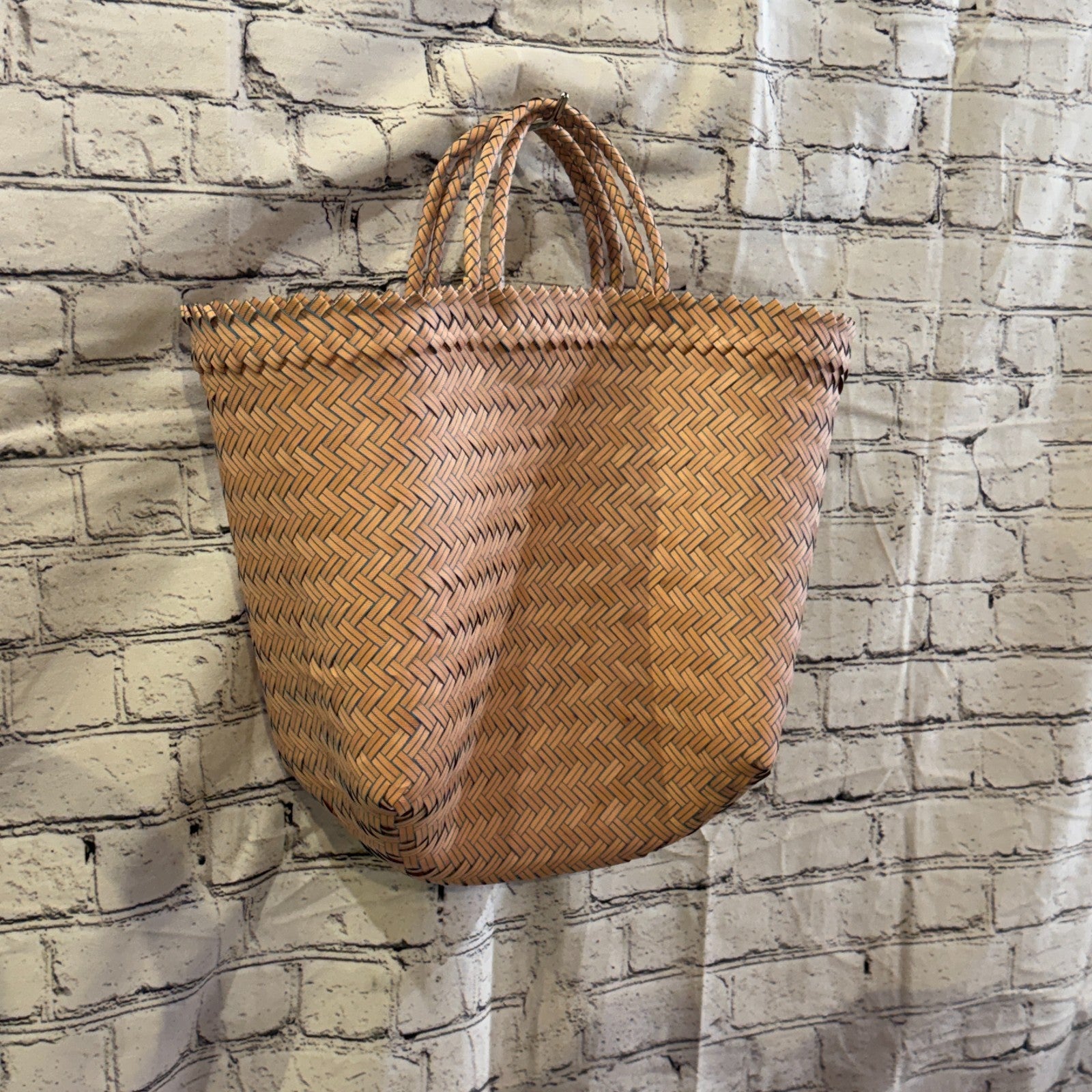 Brown 40cm Handwoven Tote Bag Recycled Plastic Eco-Friendly Market Beach0