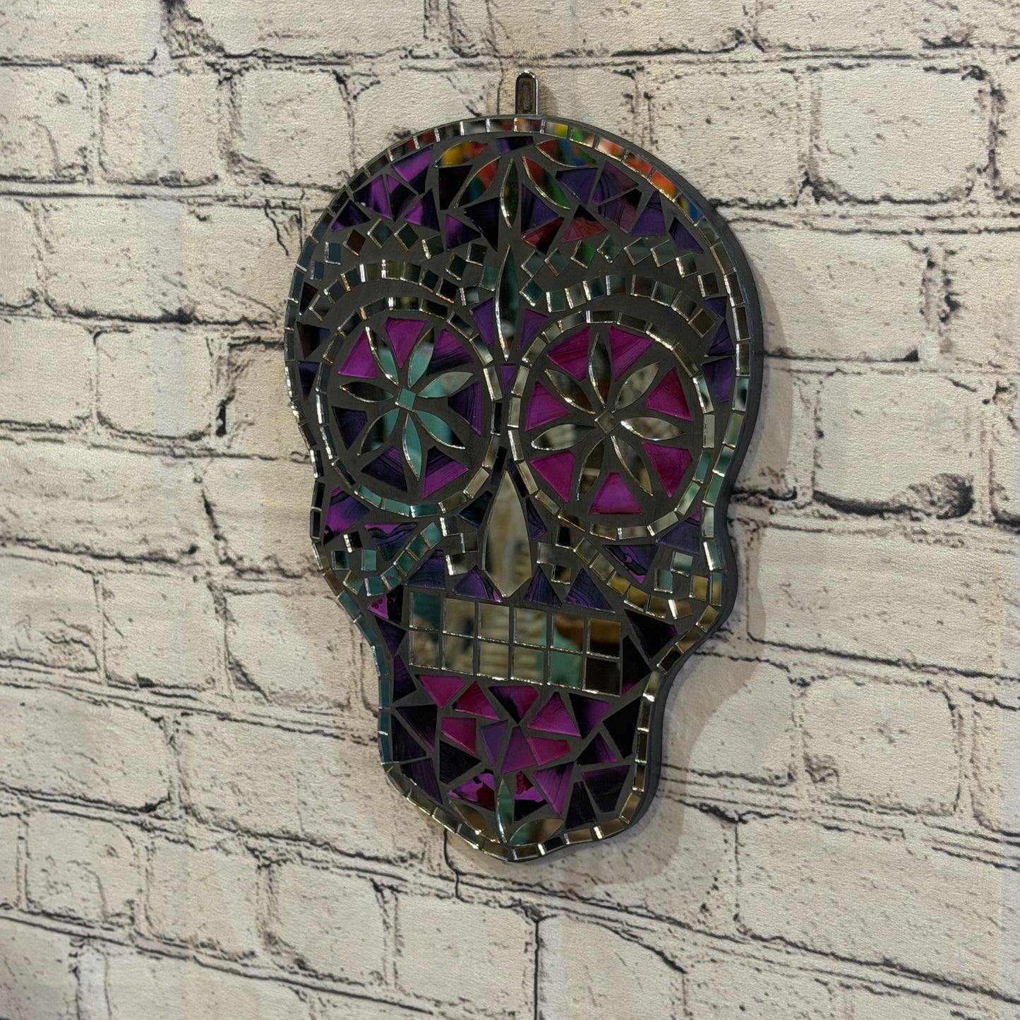 Purple Skull Mosaic Tile Wall Mirror 30cm x 20cm 12 Inches Handmade New2
