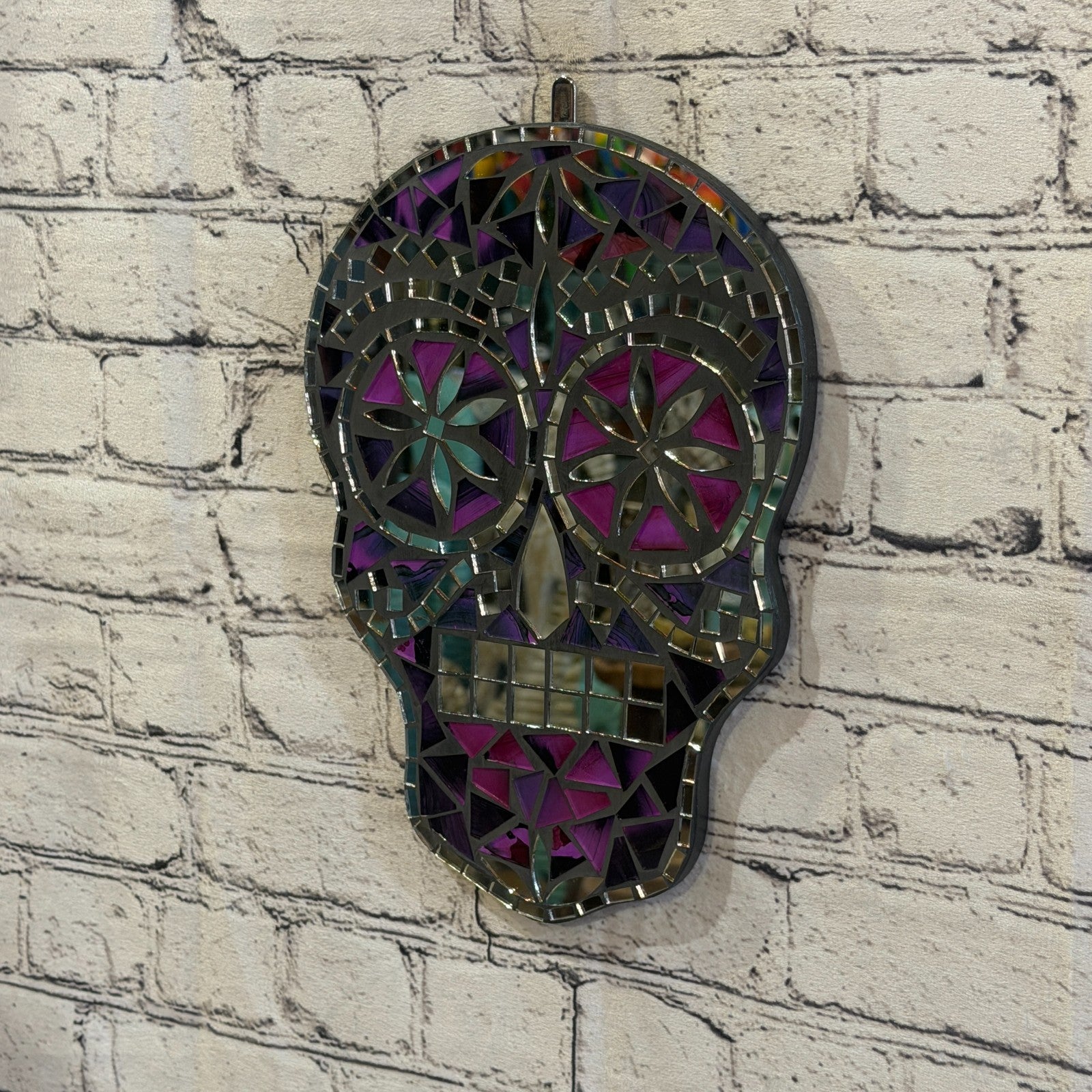 Purple Skull Mosaic Tile Wall Mirror 30cm x 20cm 12 Inches Handmade New2