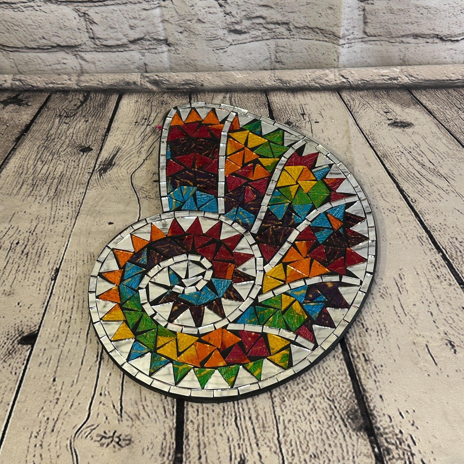 Rainbow Nautilus Shell Mosaic Tile Wall Mirror 30cm x 25cm Handmade New3