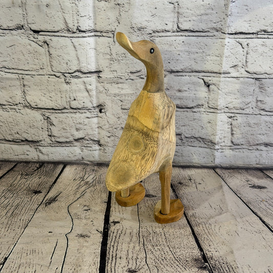 Looking Back 25cm Tall Wooden Smooth Duckling Baby Duck Bamboo Root Fairtrade0