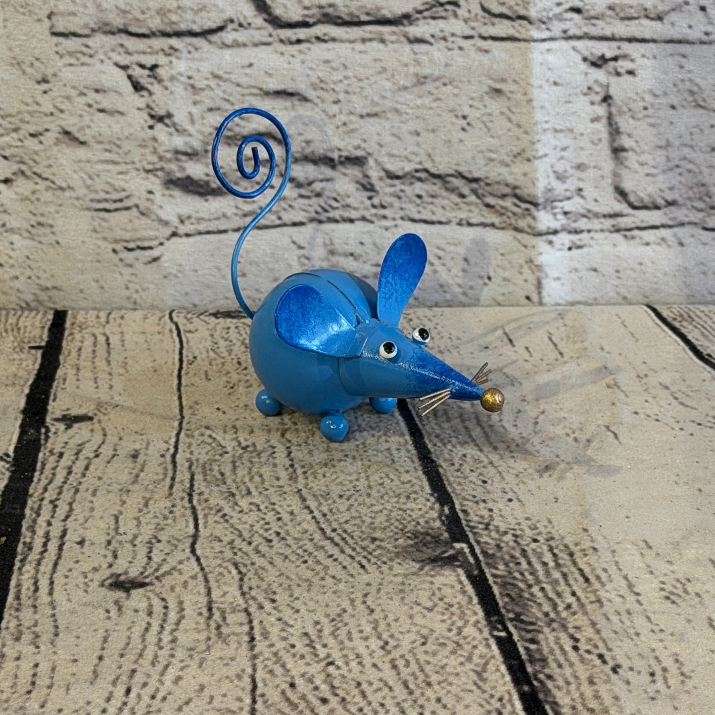 10cm x 8cm Small Colourful Blue Mouse Rat Metal Tin Standing Ornament Statue2