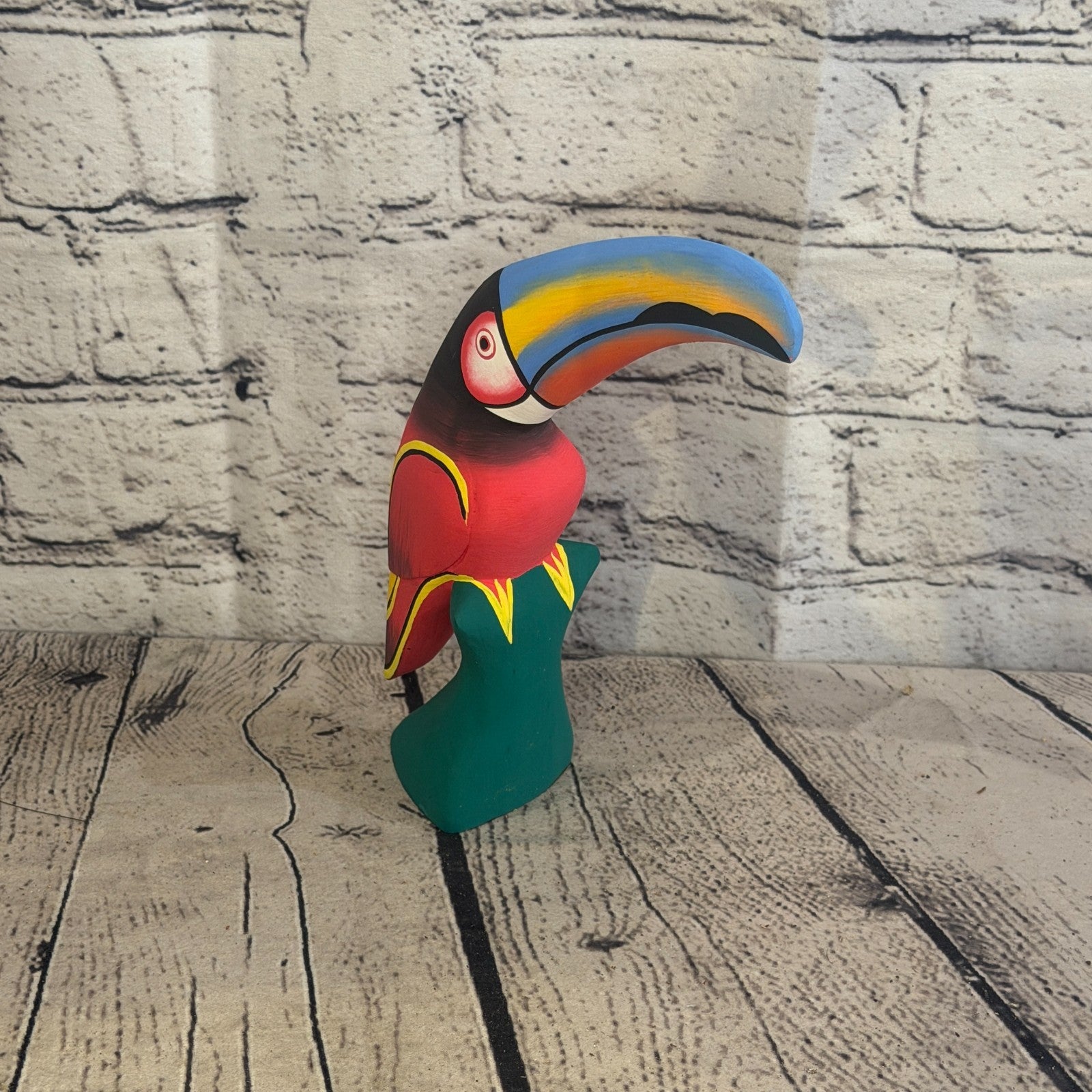 15cm Dark Red Toucan Bird Ornament Statue Fair Trade Hand Made Carved Wood2
