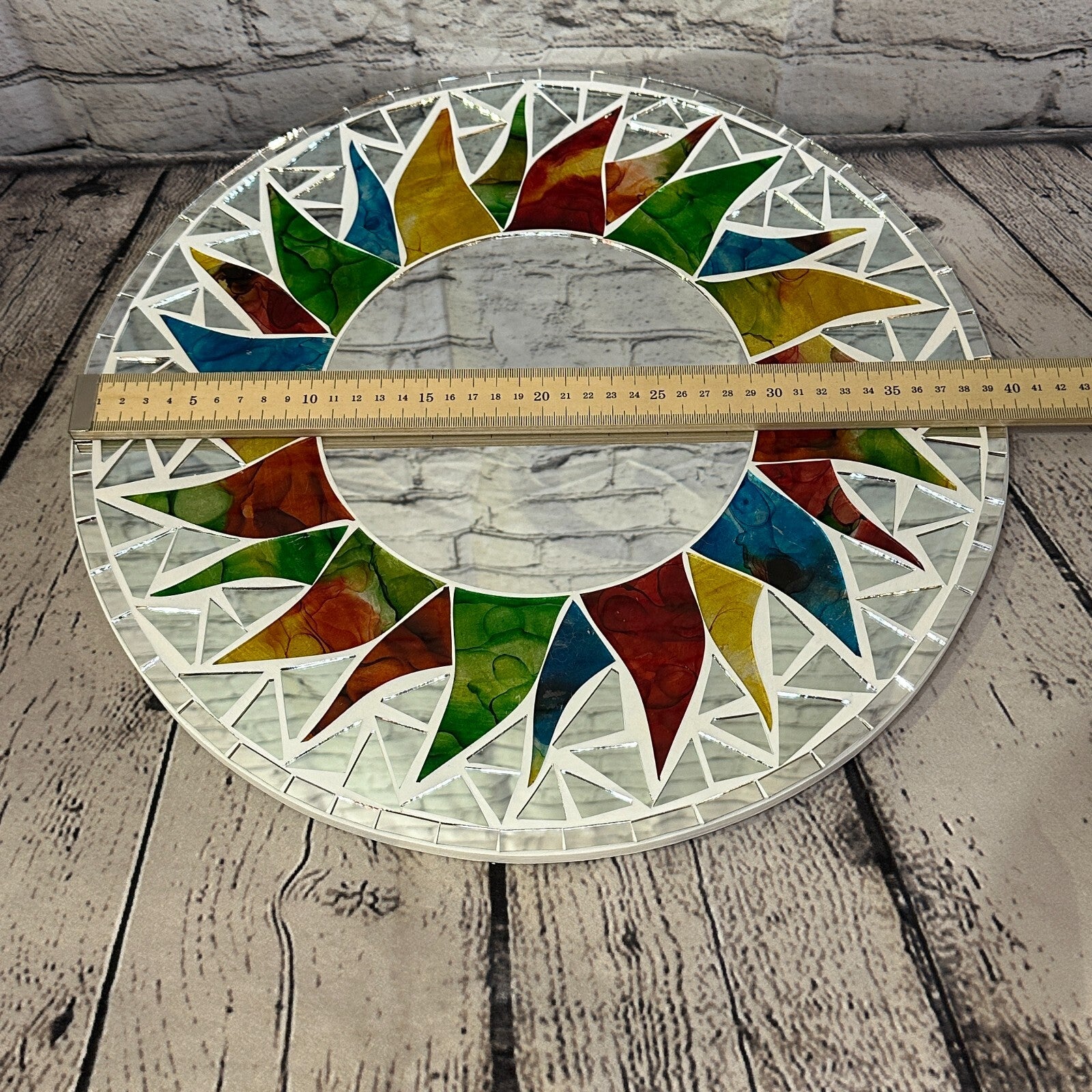 Rainbow White Sun Mosaic Tile Wall Mirror 40cm x 40cm 16 Inches Handmade New3