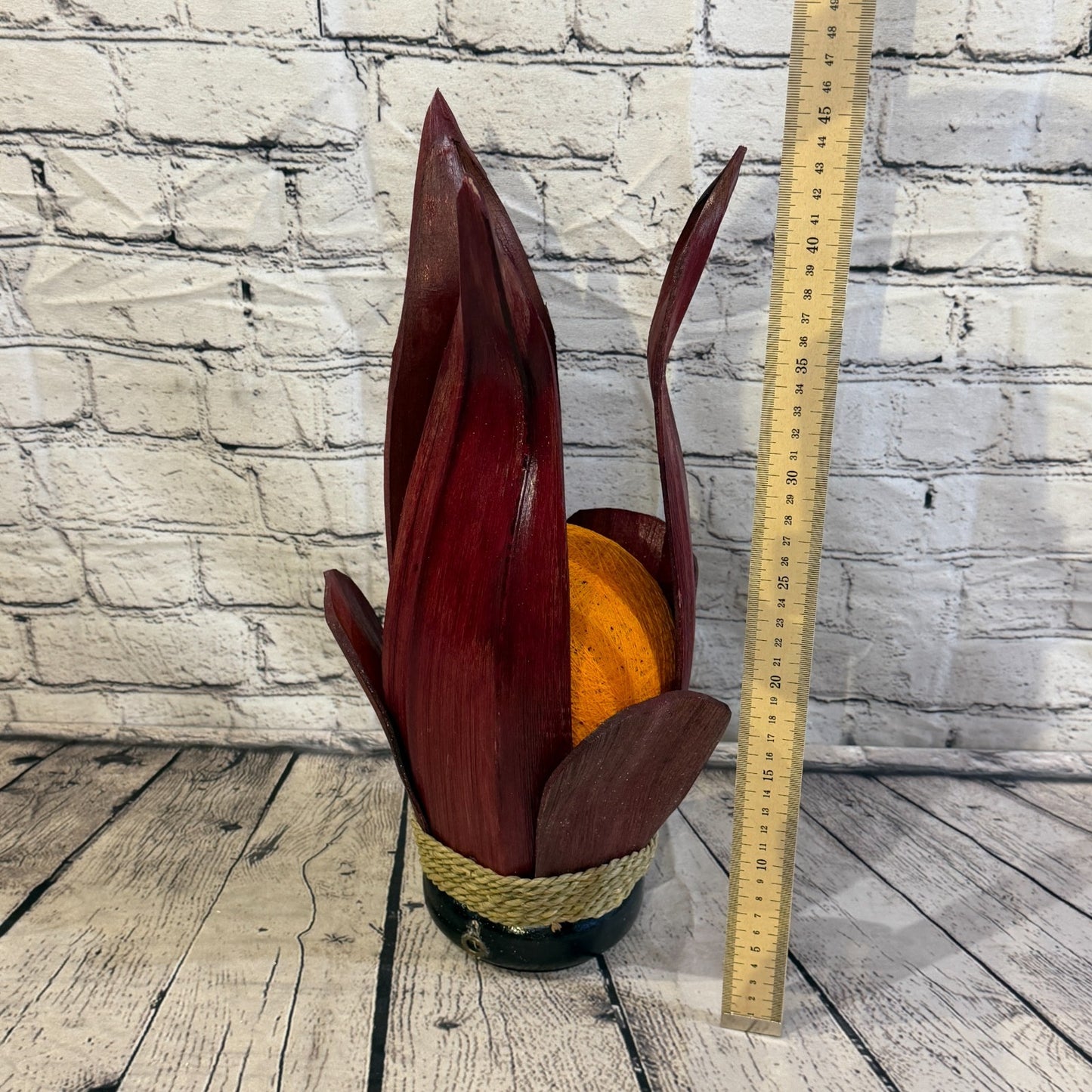 Orange Light Red Natural 45cm Tall Leaf Lamp Twist LED UK Mains Plug Design 24