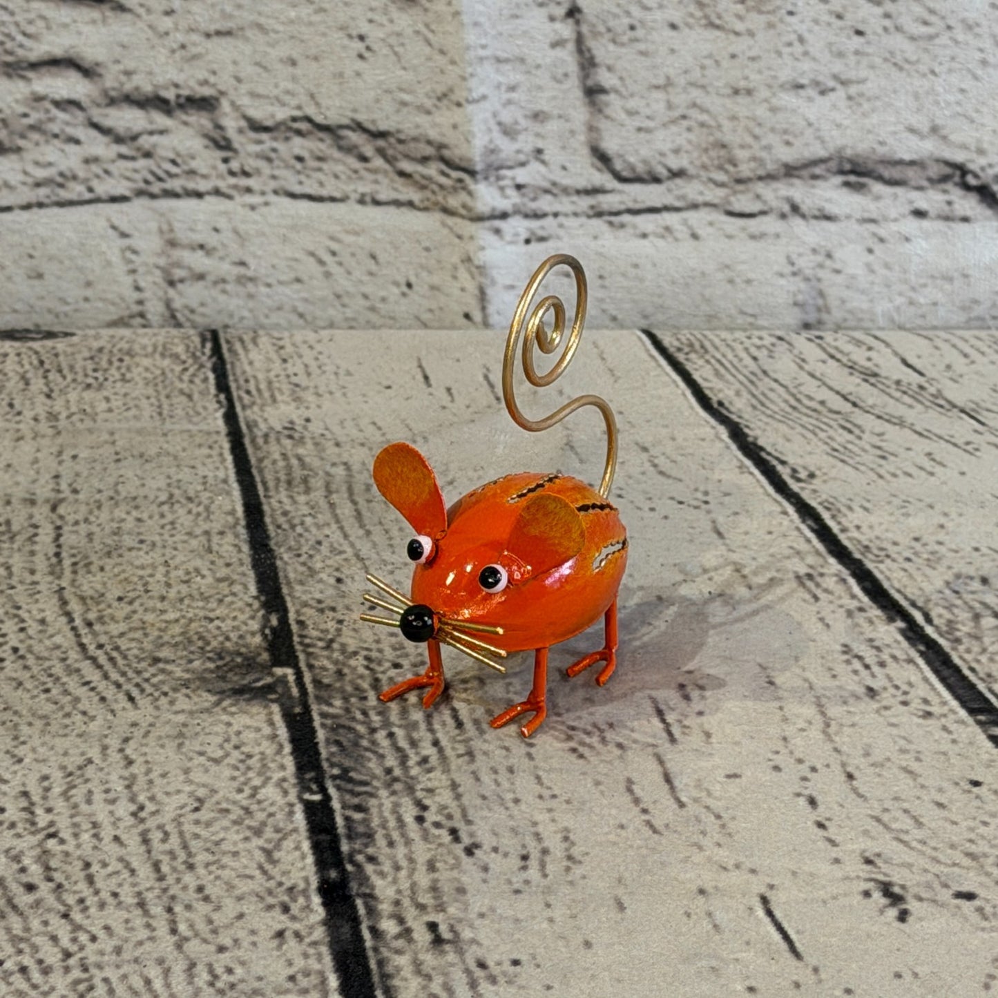 7cm x 7cm Colourful Orange Mouse Rat Metal Tin Standing Ornament Statue0