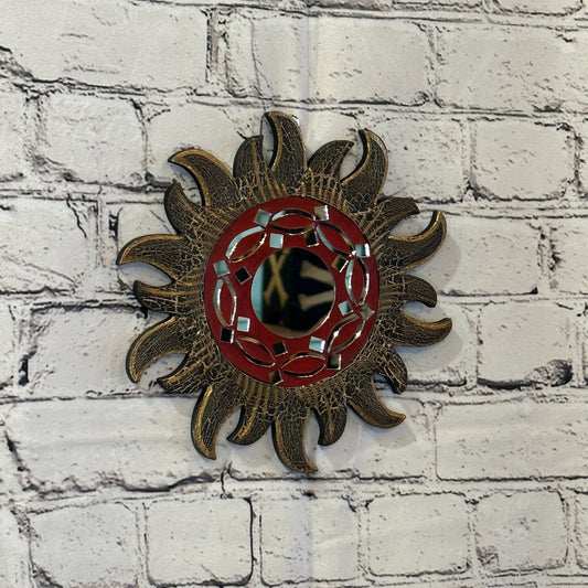 Gold Burst Sun Mosaic Tile Wall Mirror 20cm x 20cm 8 Inches Handmade Fairtrade0