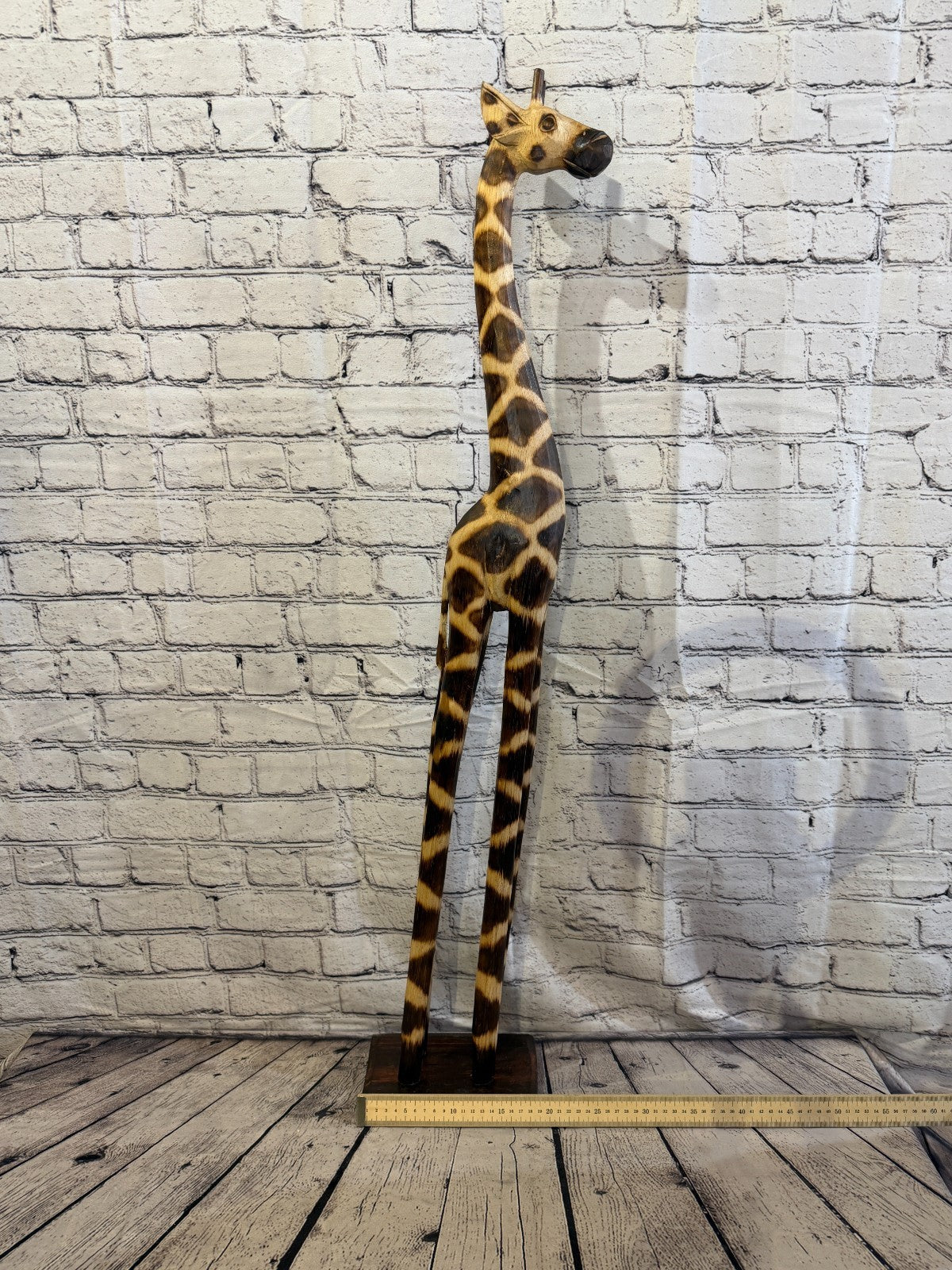 100cm Burnt Wooden Giraffe Standing Single Carved Solid Wood Giraffe Handmade6