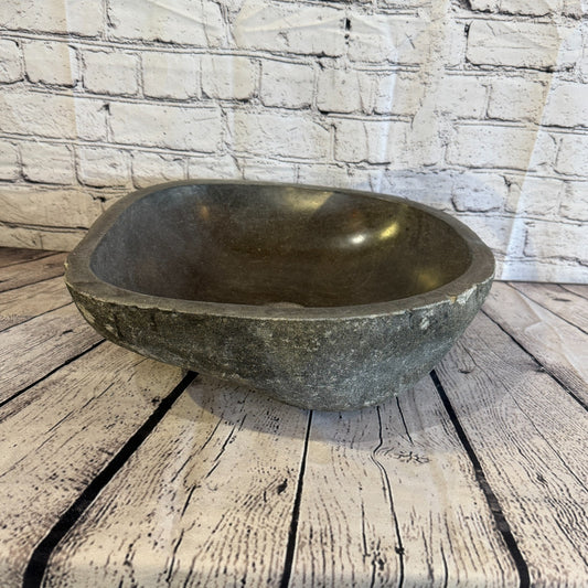 37cm x 35cm Wash Basin Bathroom Counter Top Washing River Stone Bowl Sink No 50