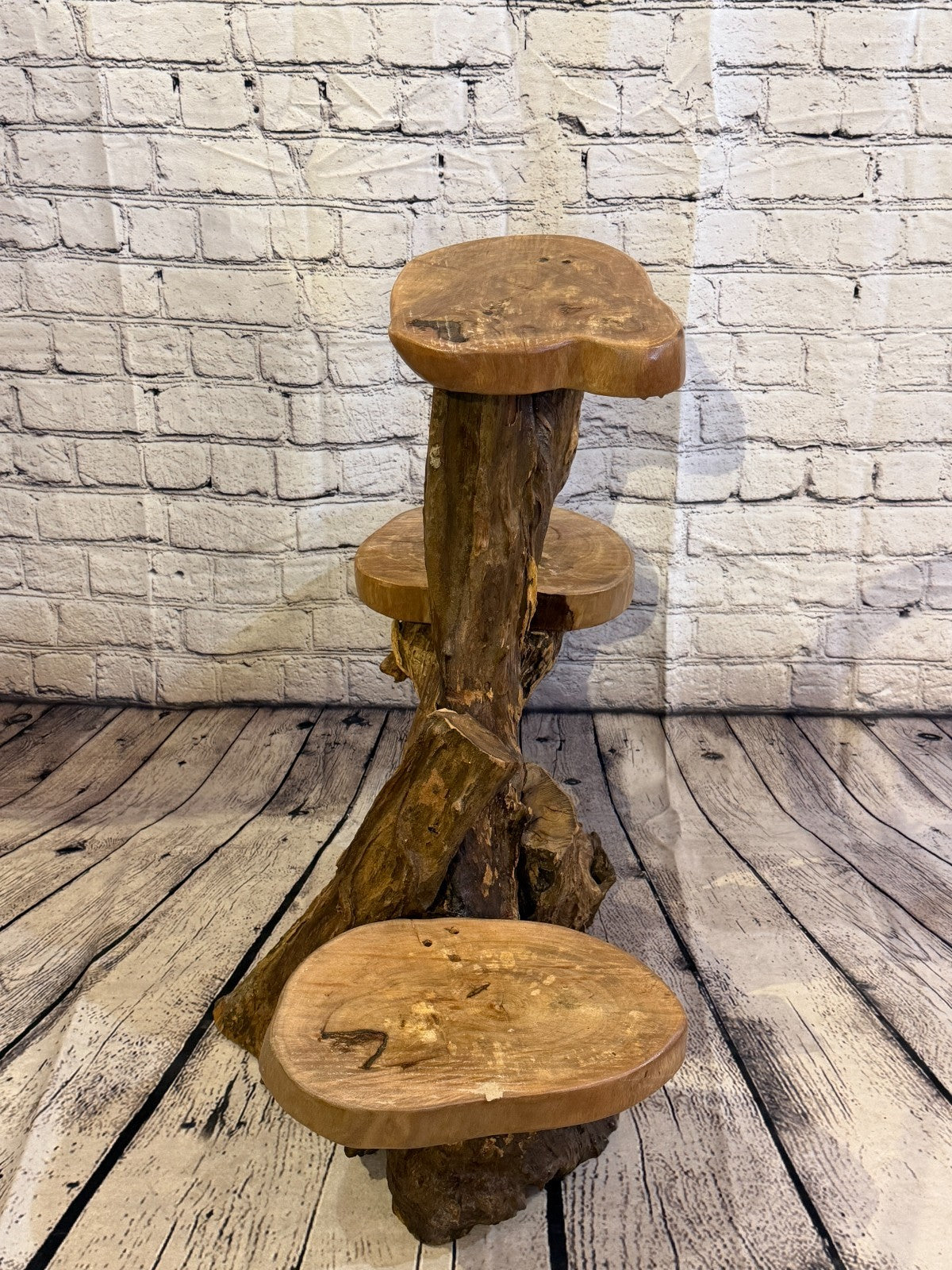 60cm x 60cm Triple Wooden Coffee Root Sculpture Garden Teak Root Ornament Carved3