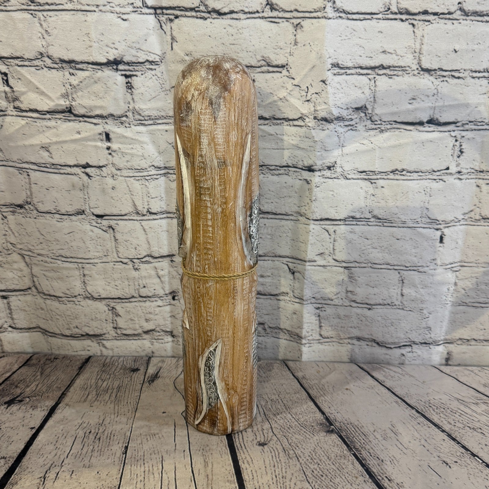 40cm Light Brown Wooden Shabby Dog Statue Ornament Fair Trade Handcarved4