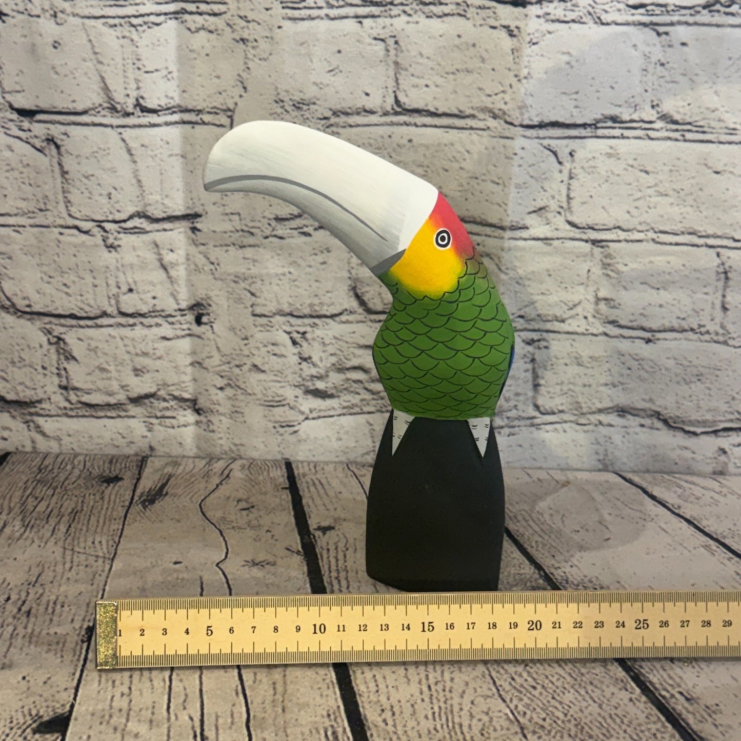 20cm Bright Green Toucan Bird Ornament Statue Fair Trade Hand Made Carved Wood7