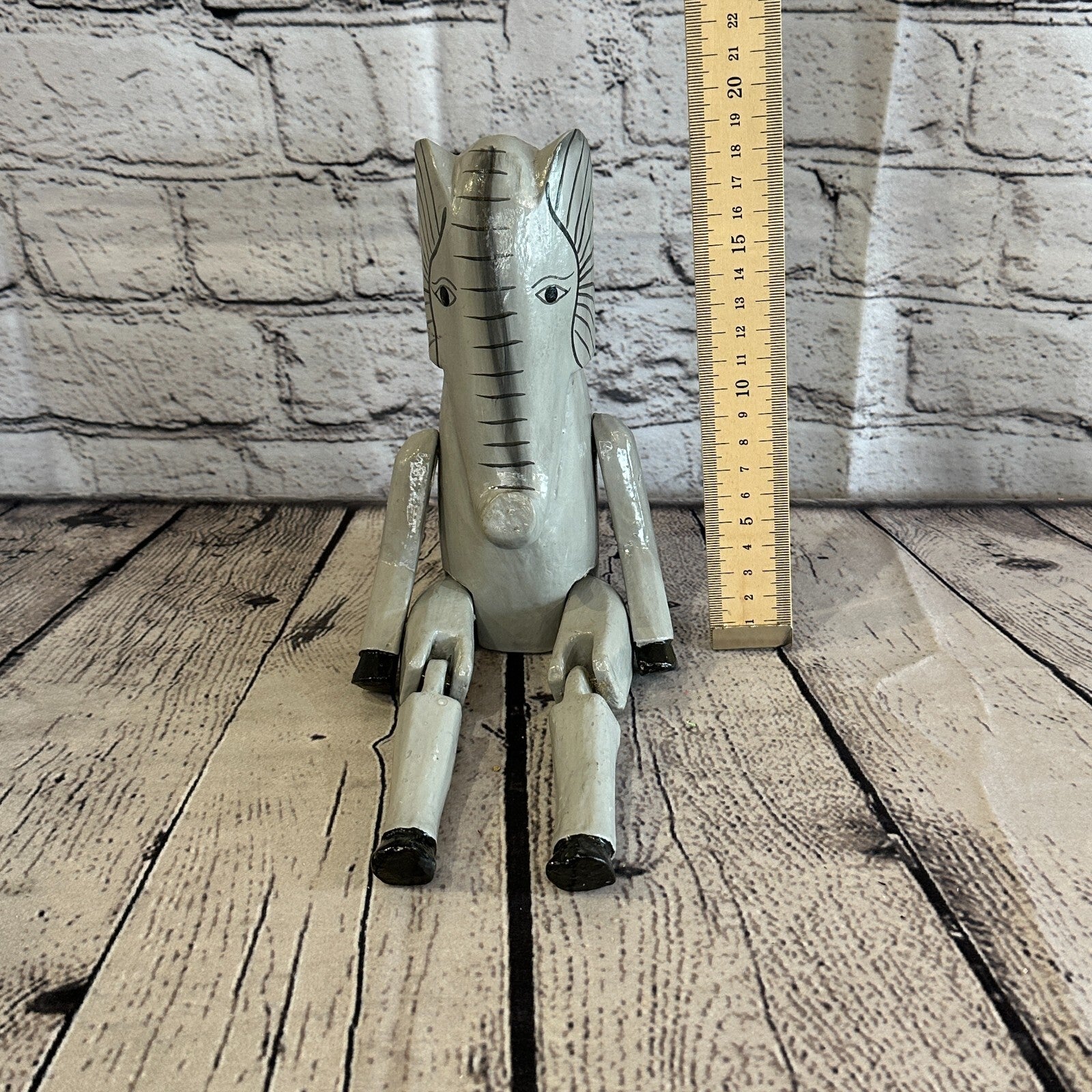20cm Grey Elephant Sitting Animal, Wooden Shelf Ornament Handmade & Fairtrade7