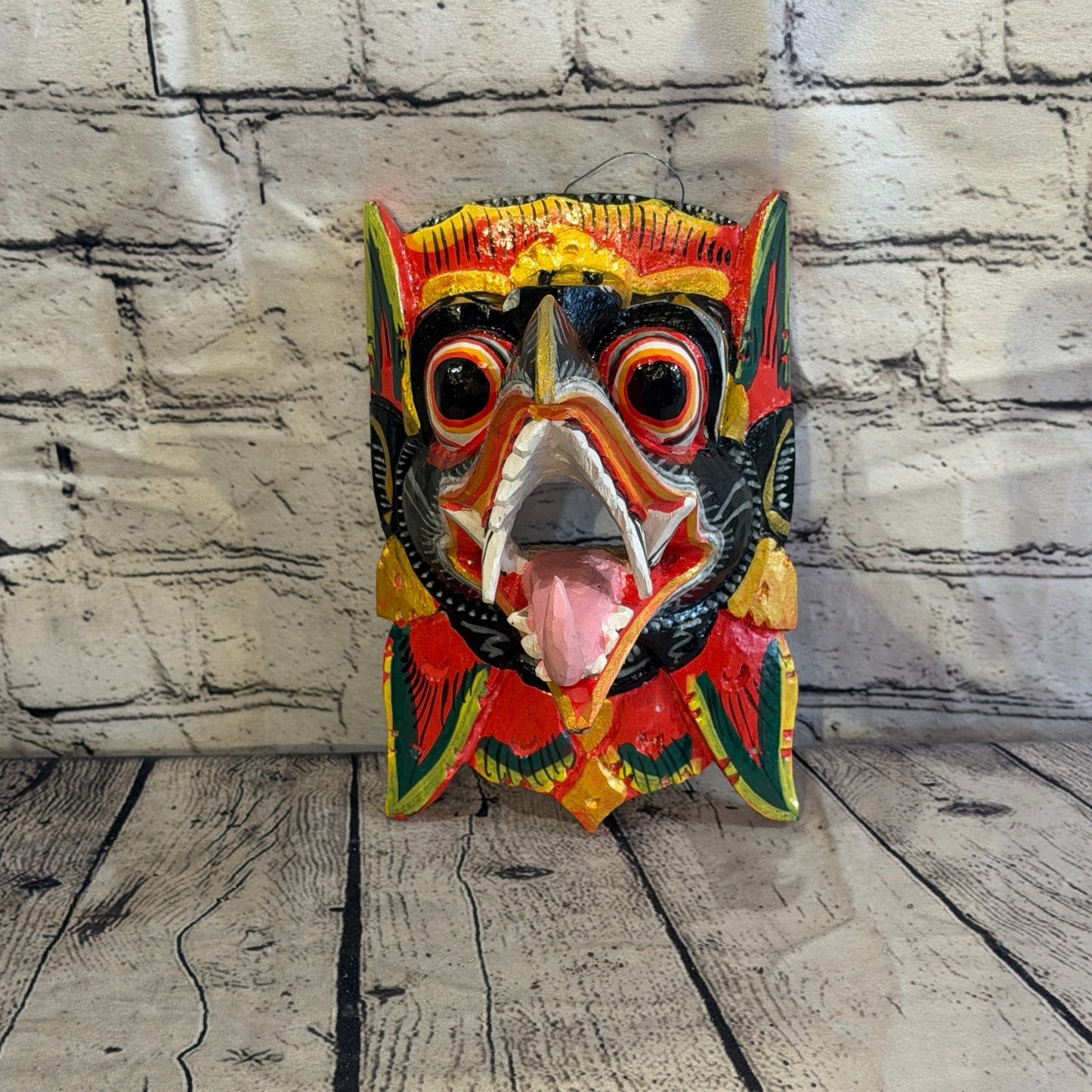 20cm Garuda Black Demon Dragon Hindu Deity Wooden Hand Carved Mask Painted2