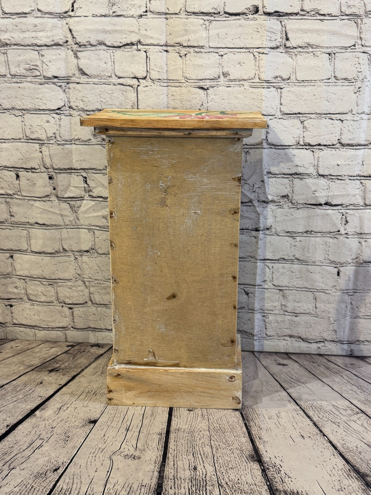 50cm x 25cm Flower 3 Draw Pillar Wooden Side Cabinet Living Storage Furniture4