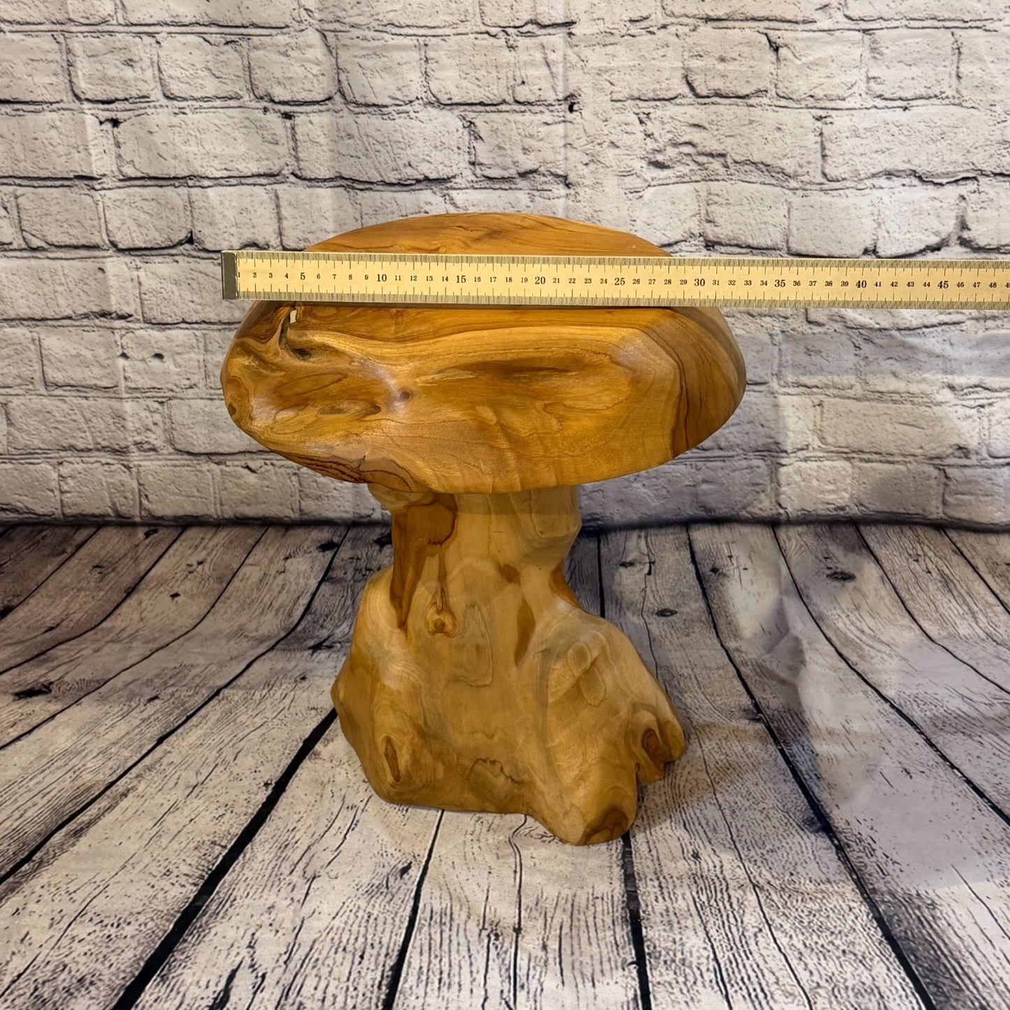 40cm x 30cm Flat Wooden Mushroom Toadstool Sculpture Garden Teak Root Ornament5