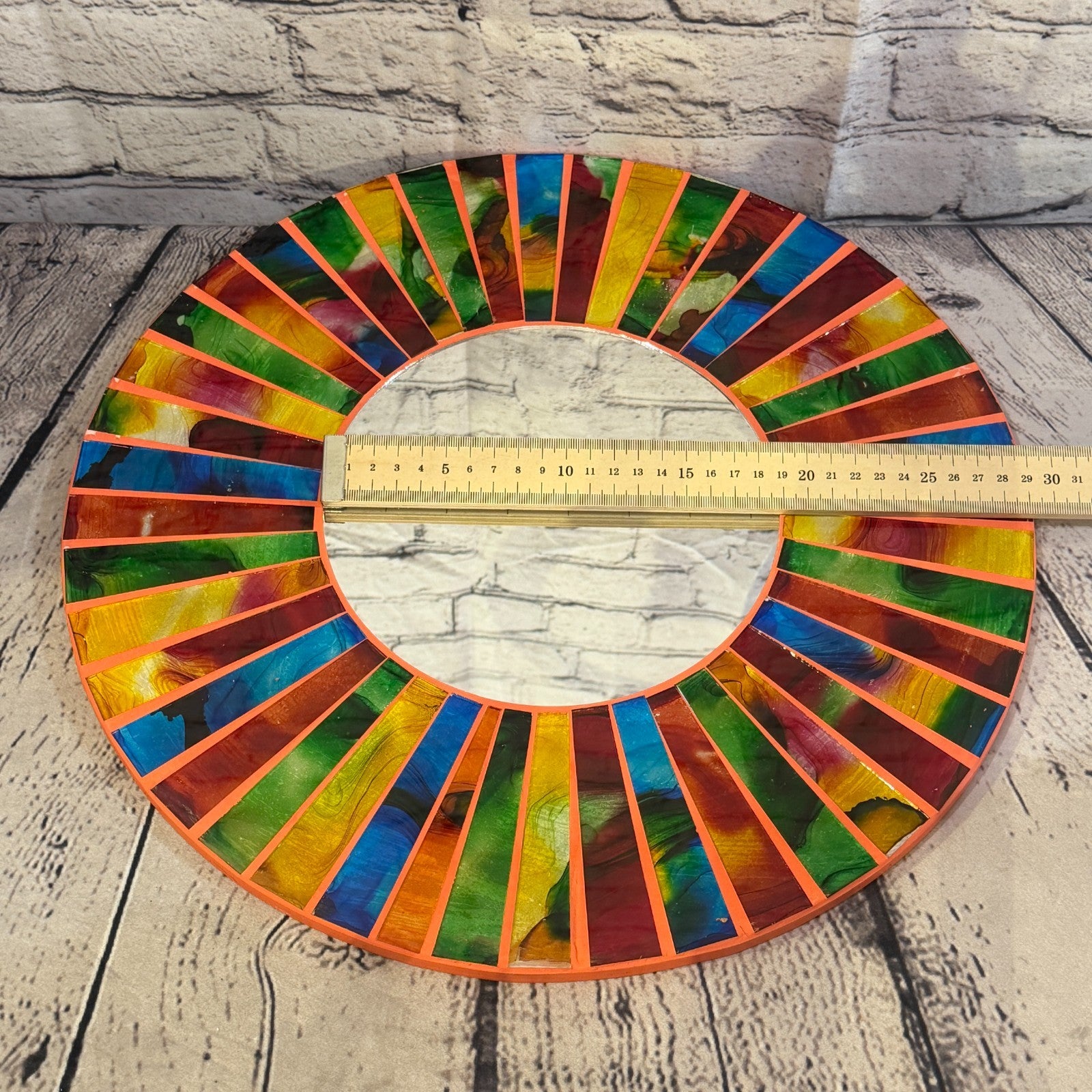Rainbow Line Terracotta Mosaic Tile Wall Mirror 40cm x 40cm 16 Inches Handmade5