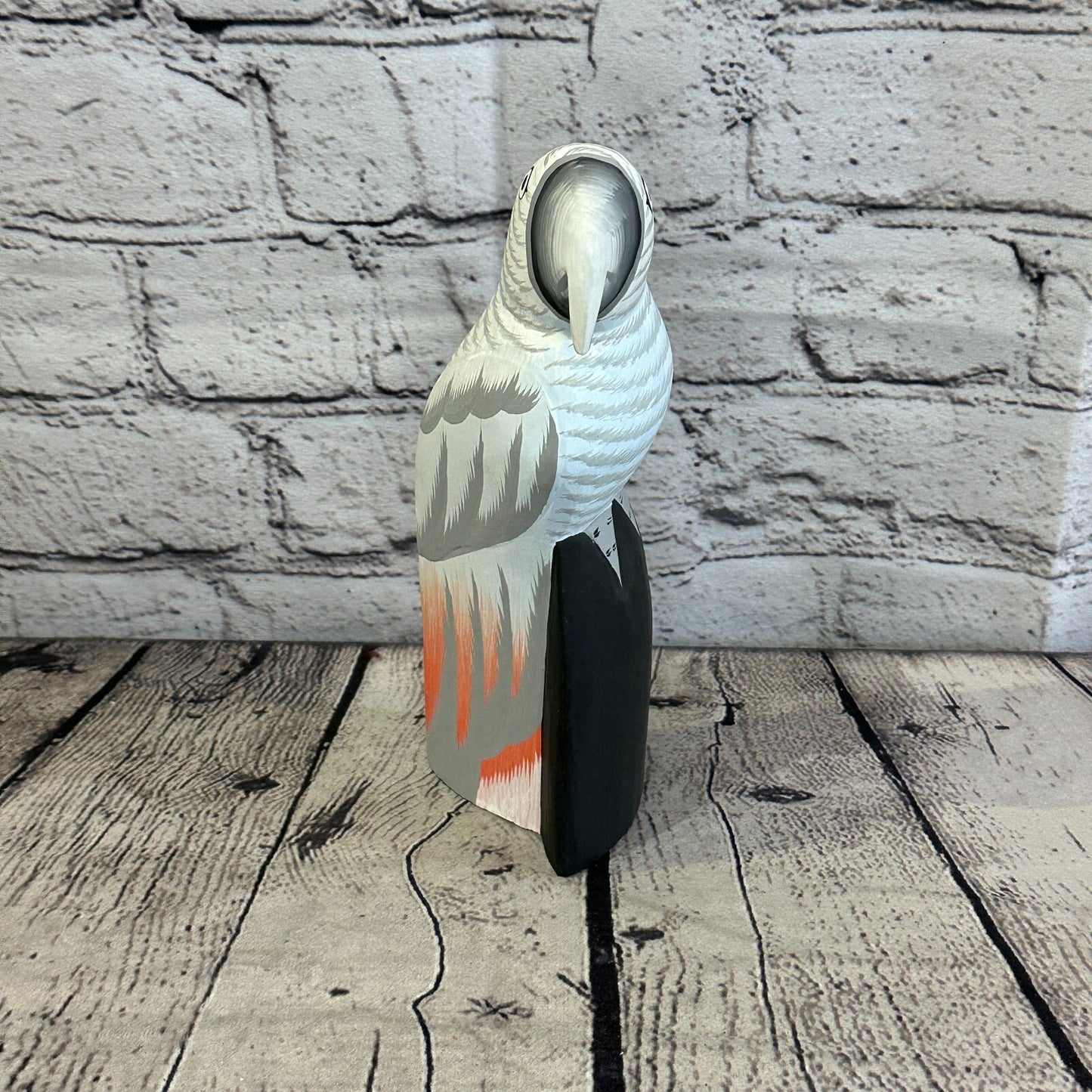 20cm Grey Parrot Bird Ornament Statue Fair Trade Hand Made Carved Wood2