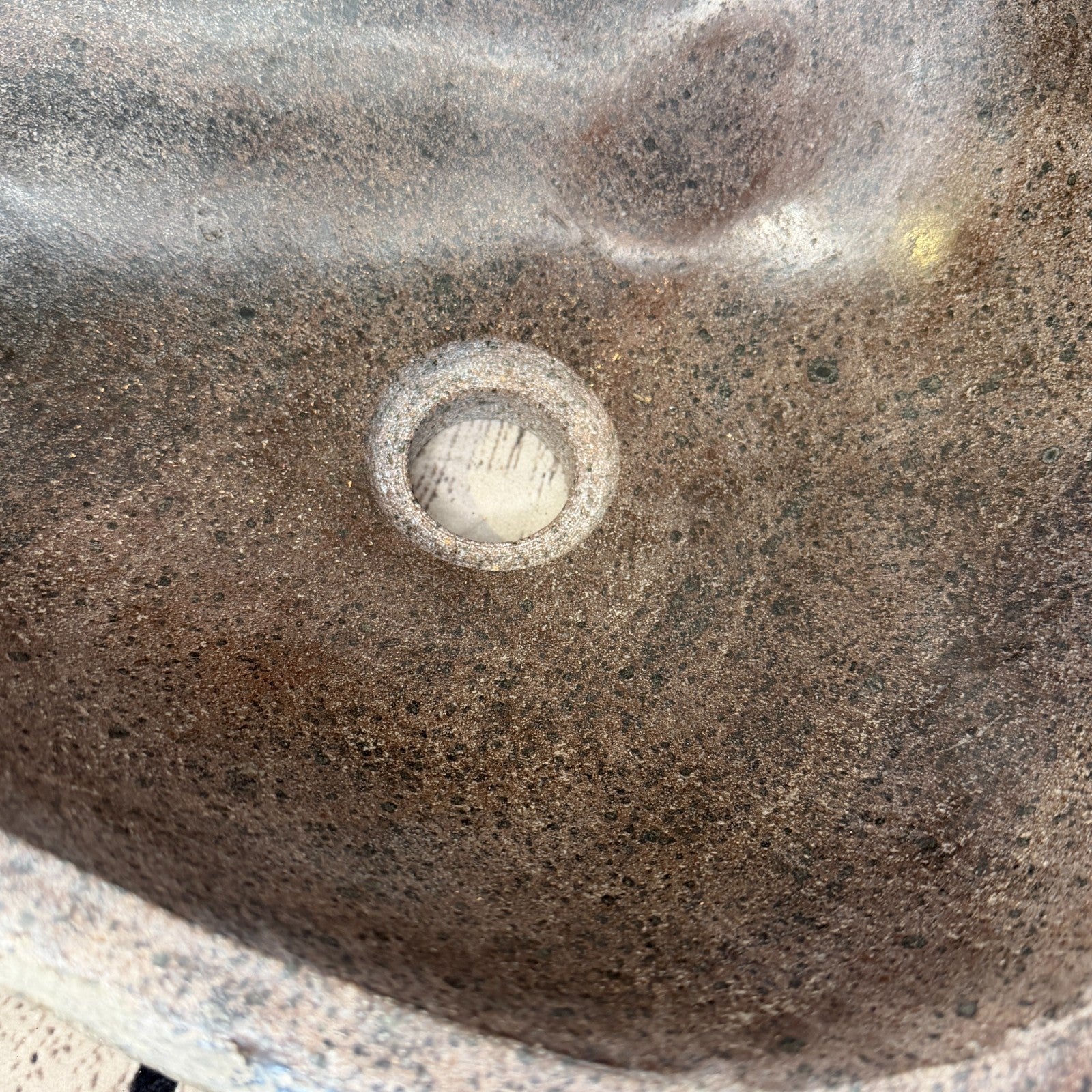 38cm x 30cm Wash Basin Bathroom Counter Top Washing River Stone Bowl Sink No 159