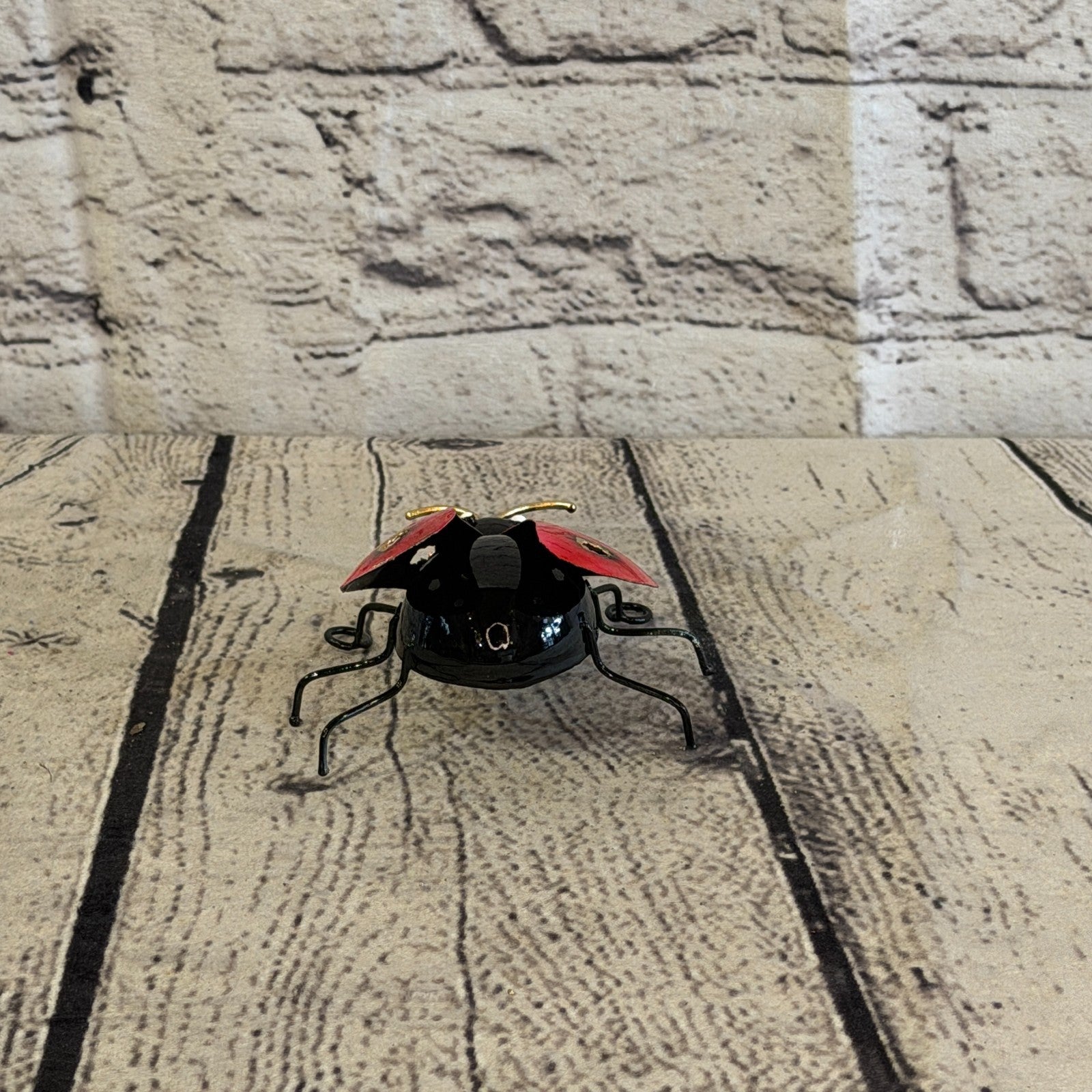 8cm x 8cm Colourful Red Ladybird Bug Metal Tin Standing Ornament Statue4