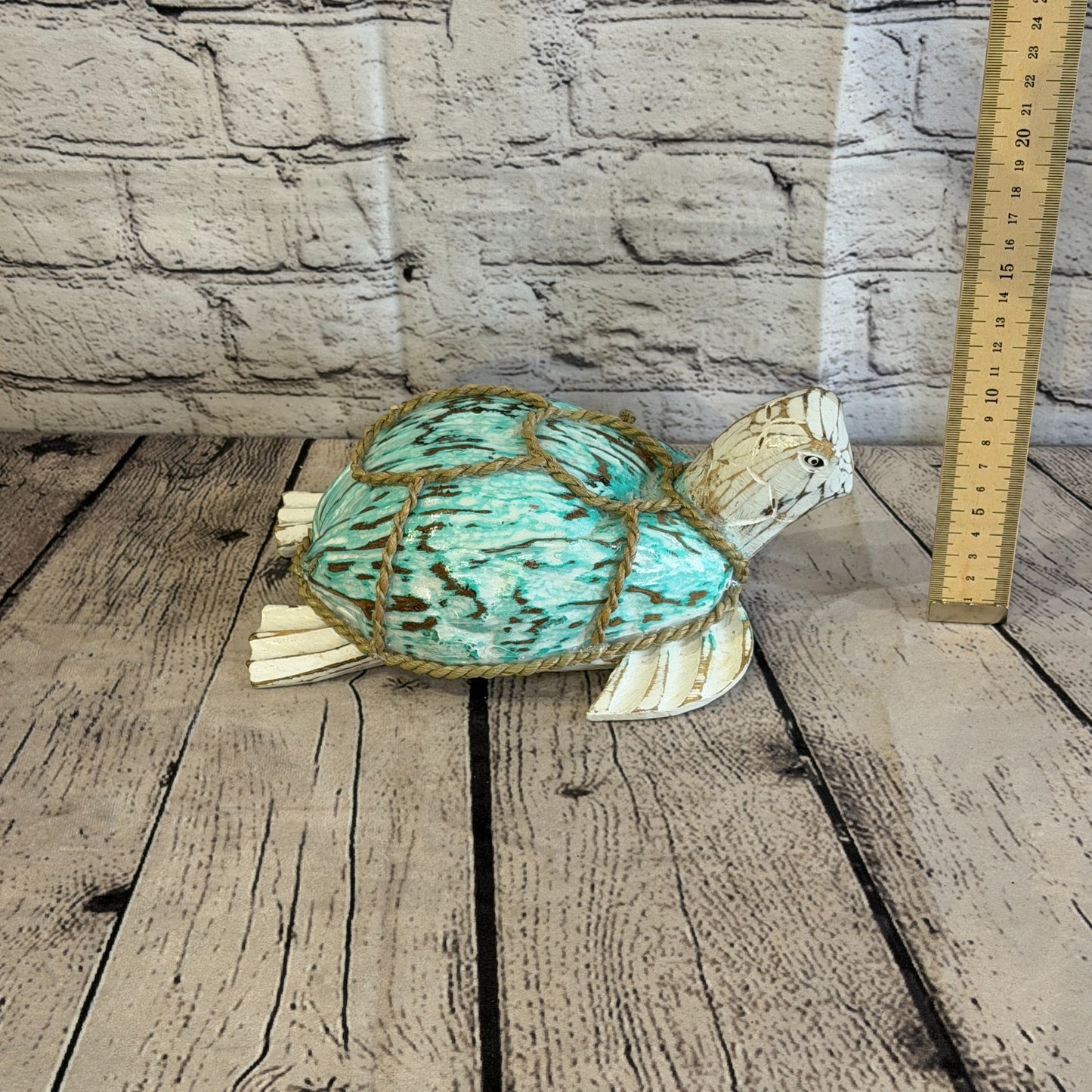 Green Body White Folk Art Painted Turtle Coconut Shell Ornaments Hanging Decor6