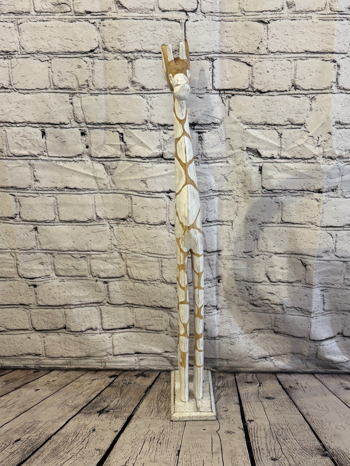 60cm White Dot Wooden Giraffe Standing Single Carved Solid Wood Giraffe Handmade1