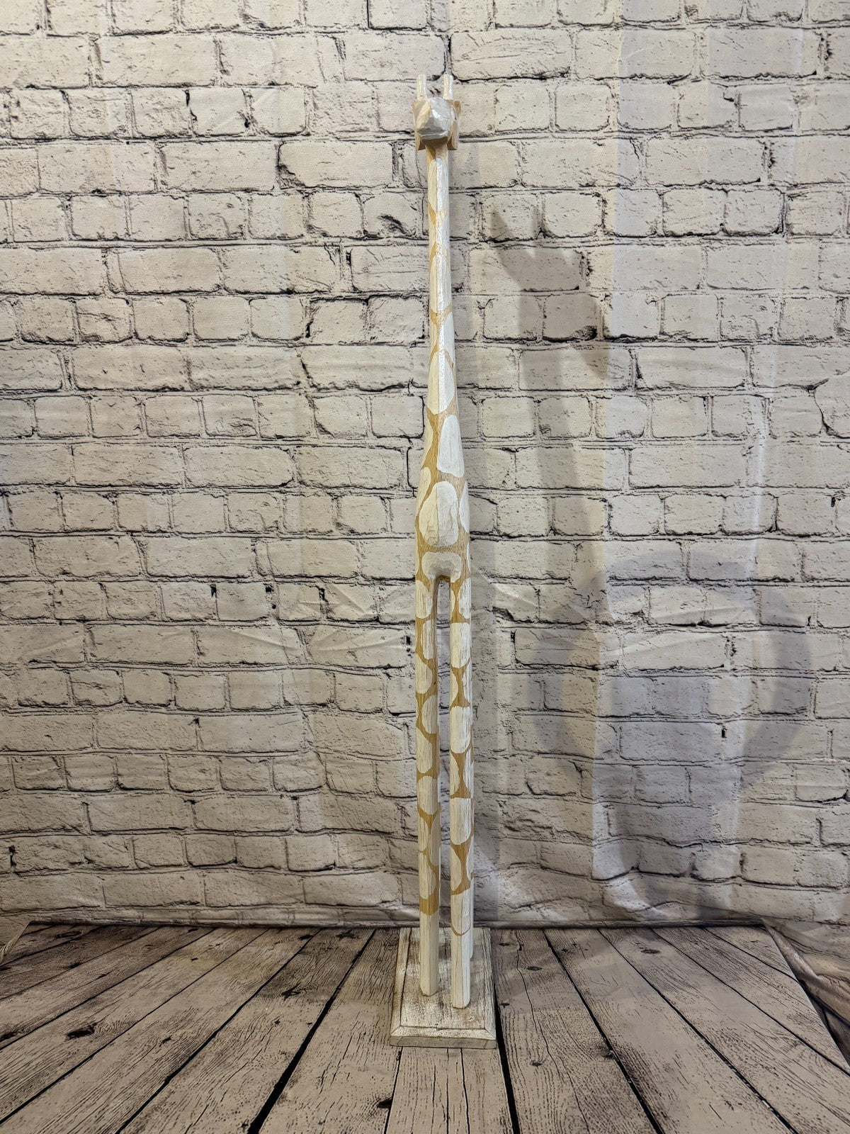 100cm White Dot Wooden Giraffe Standing Single Carve Solid Wood Giraffe Handmade1