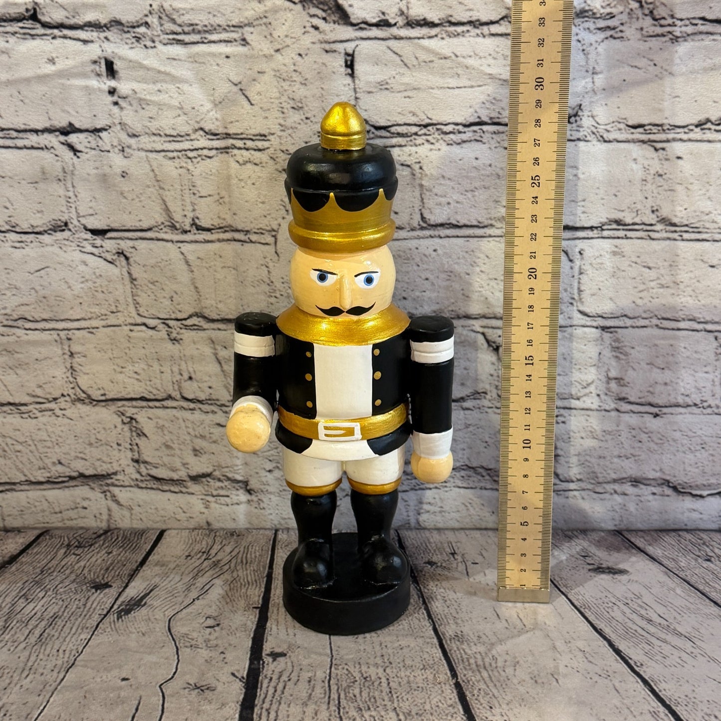 30cm Black Top Hat Nut Cracker Soldier Handcrafted Wood Xmas Christmas Ornament5