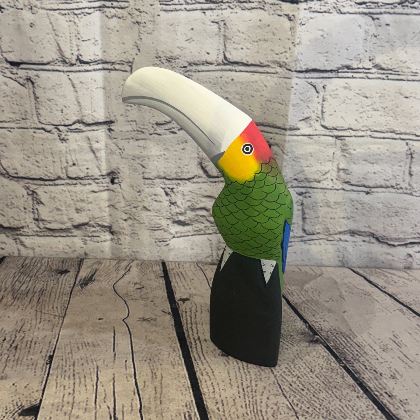 20cm Bright Green Toucan Bird Ornament Statue Fair Trade Hand Made Carved Wood3