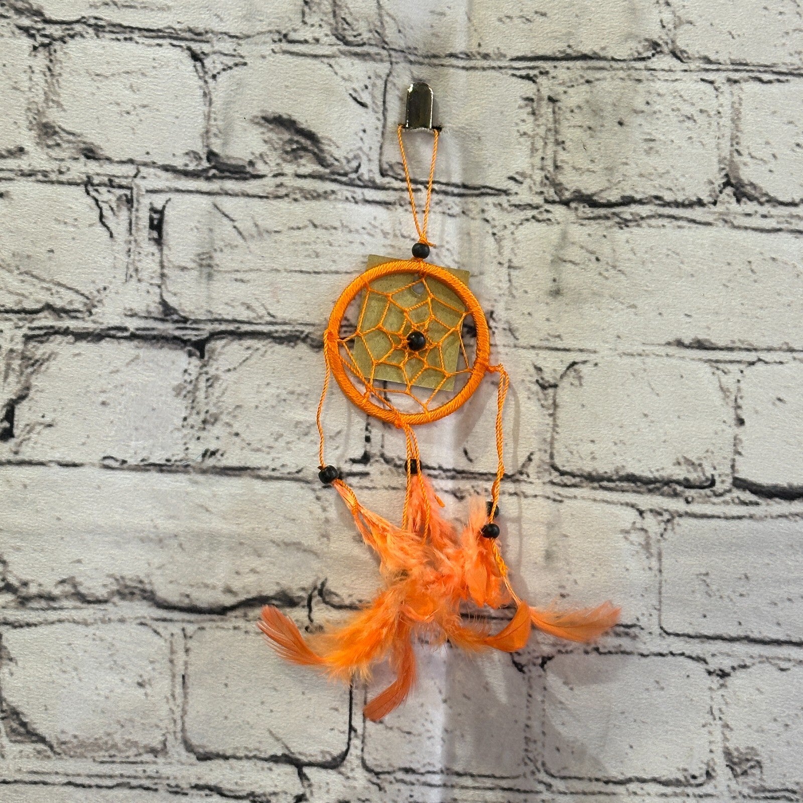 Orange Naturals Handmade Dream Catcher Feather Beads Ring For Home Car Décor0